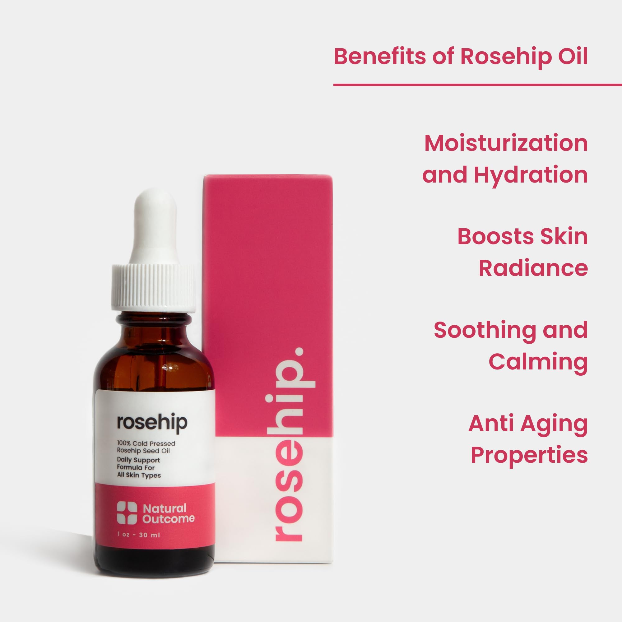 Foto 3 pulgar | Aceite Facial Natural Outcome, Rosa Mosqueta, 100% Puro, Prensado En Frío, 30 Ml - Venta Internacional.