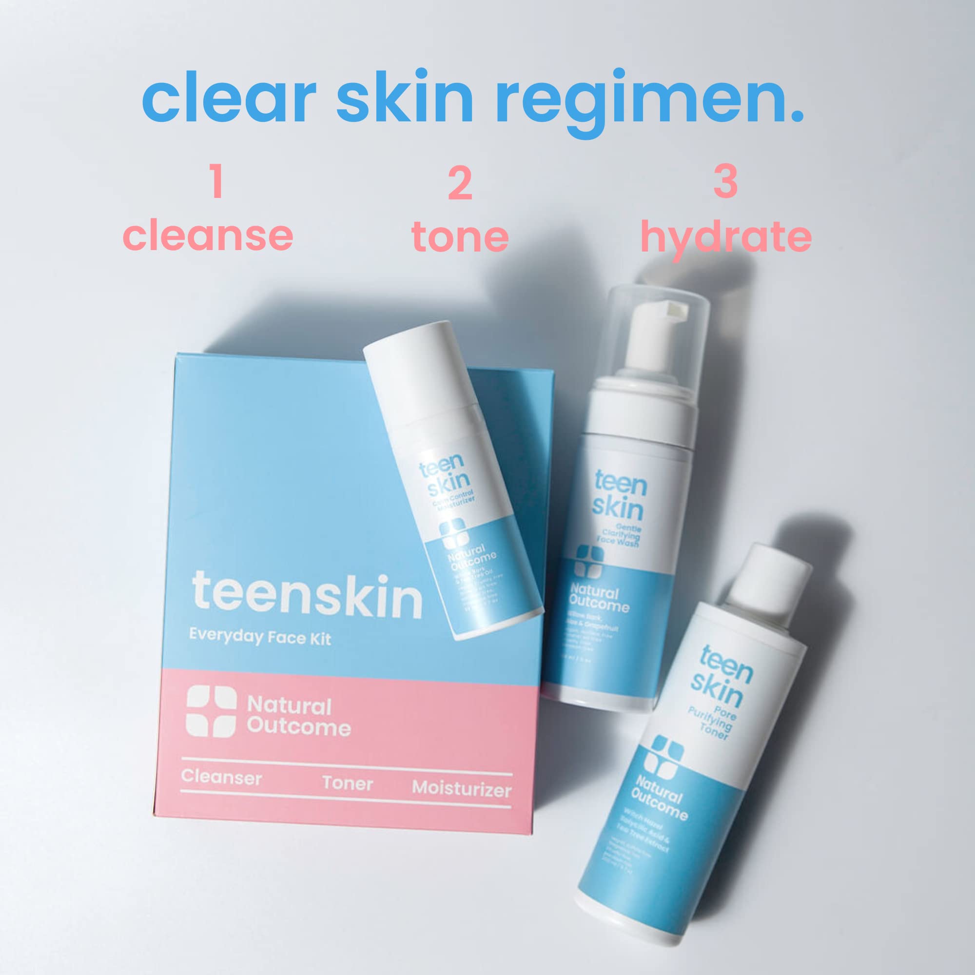 Foto 3 pulgar | Kit De Cuidado De La Piel Natural Outcome Teen Skin De 3 Pasos Con Limpiador Facial, Tónico E Hidratante - Venta