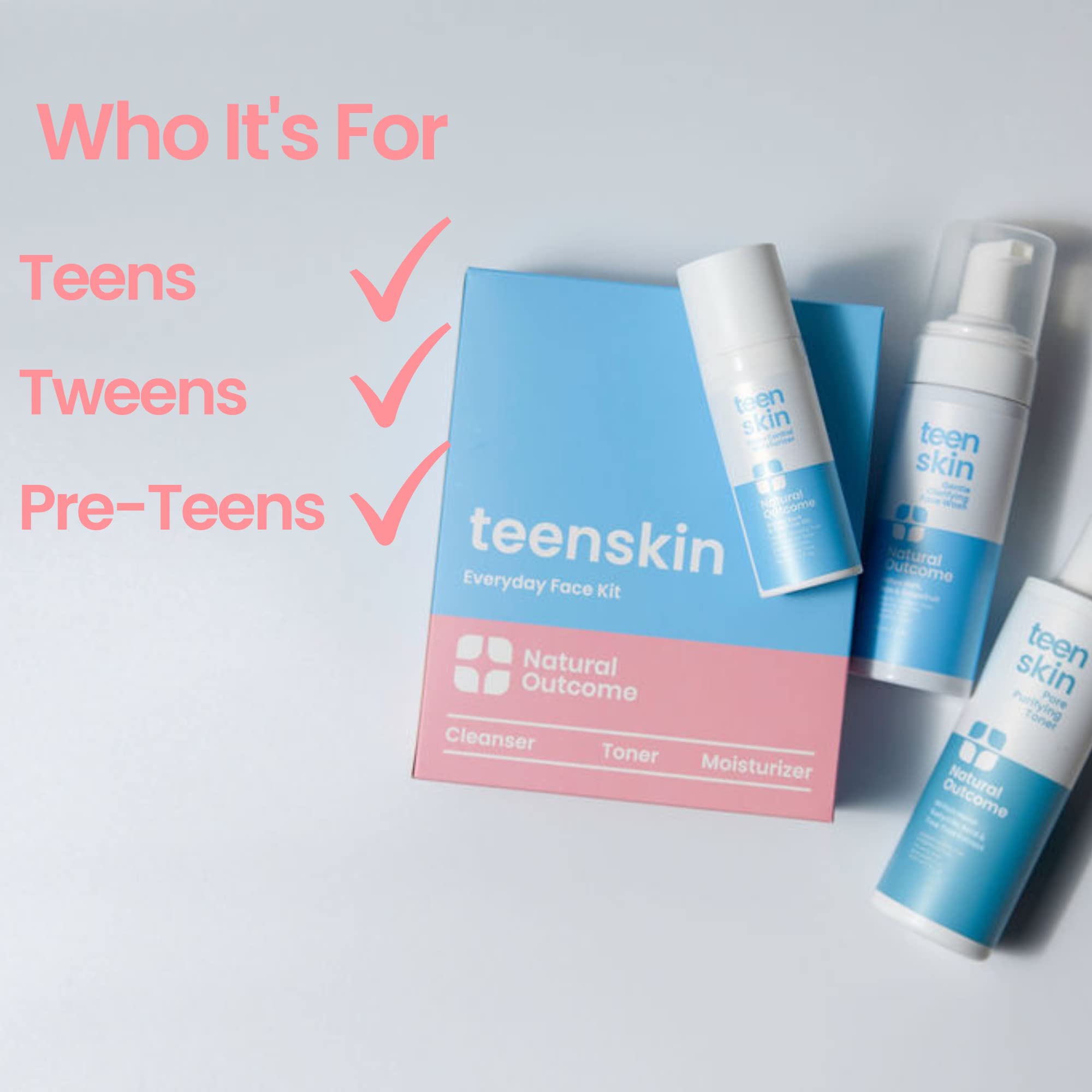 Foto 7 | Kit De Cuidado De La Piel Natural Outcome Teen Skin De 3 Pasos Con Limpiador Facial, Tónico E Hidratante - Venta