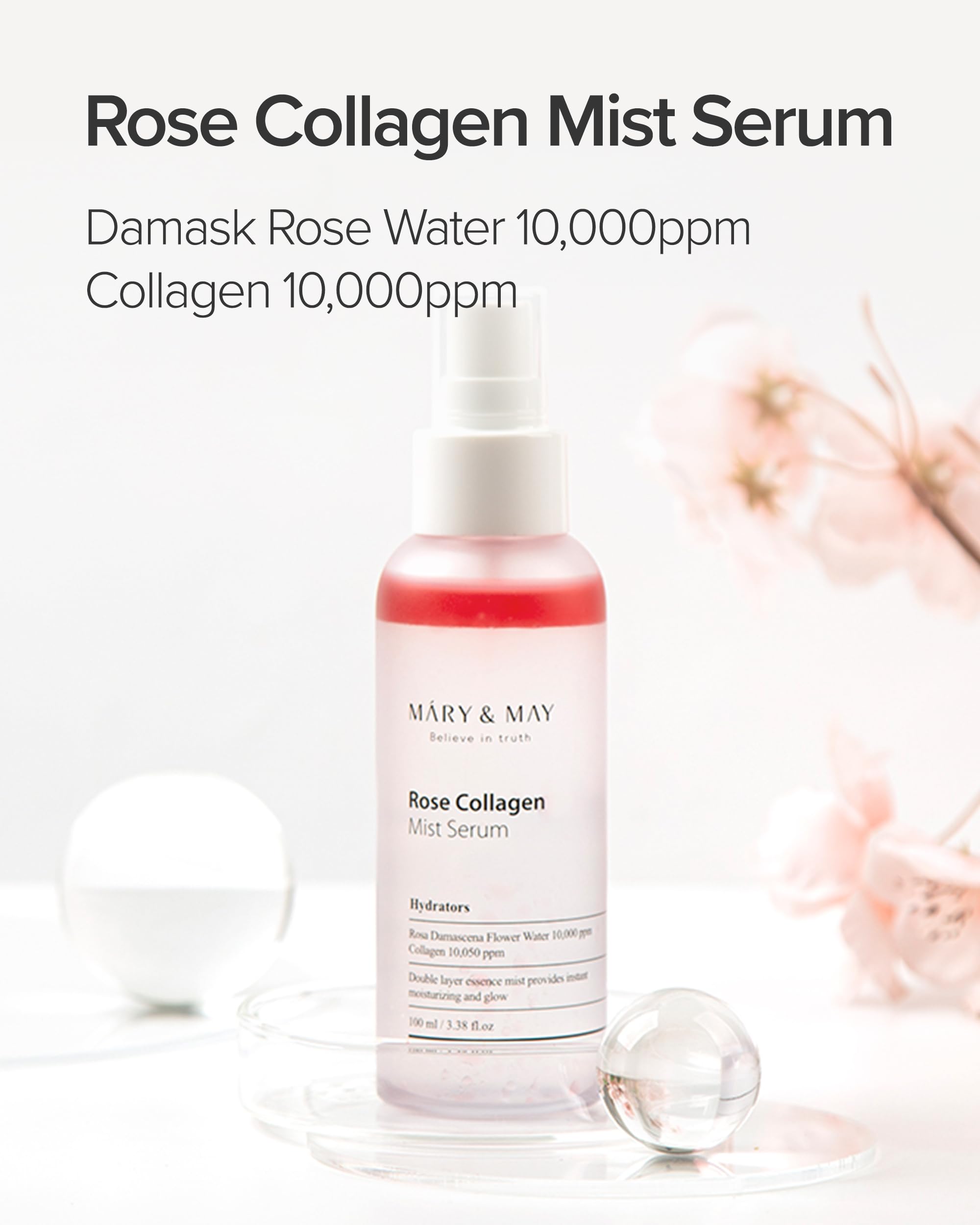 Foto 3 pulgar | Sérum Brumoso Mary&may Rose Colágeno Con Agua De Rosas De Damasco, 100 Ml - Venta Internacional.