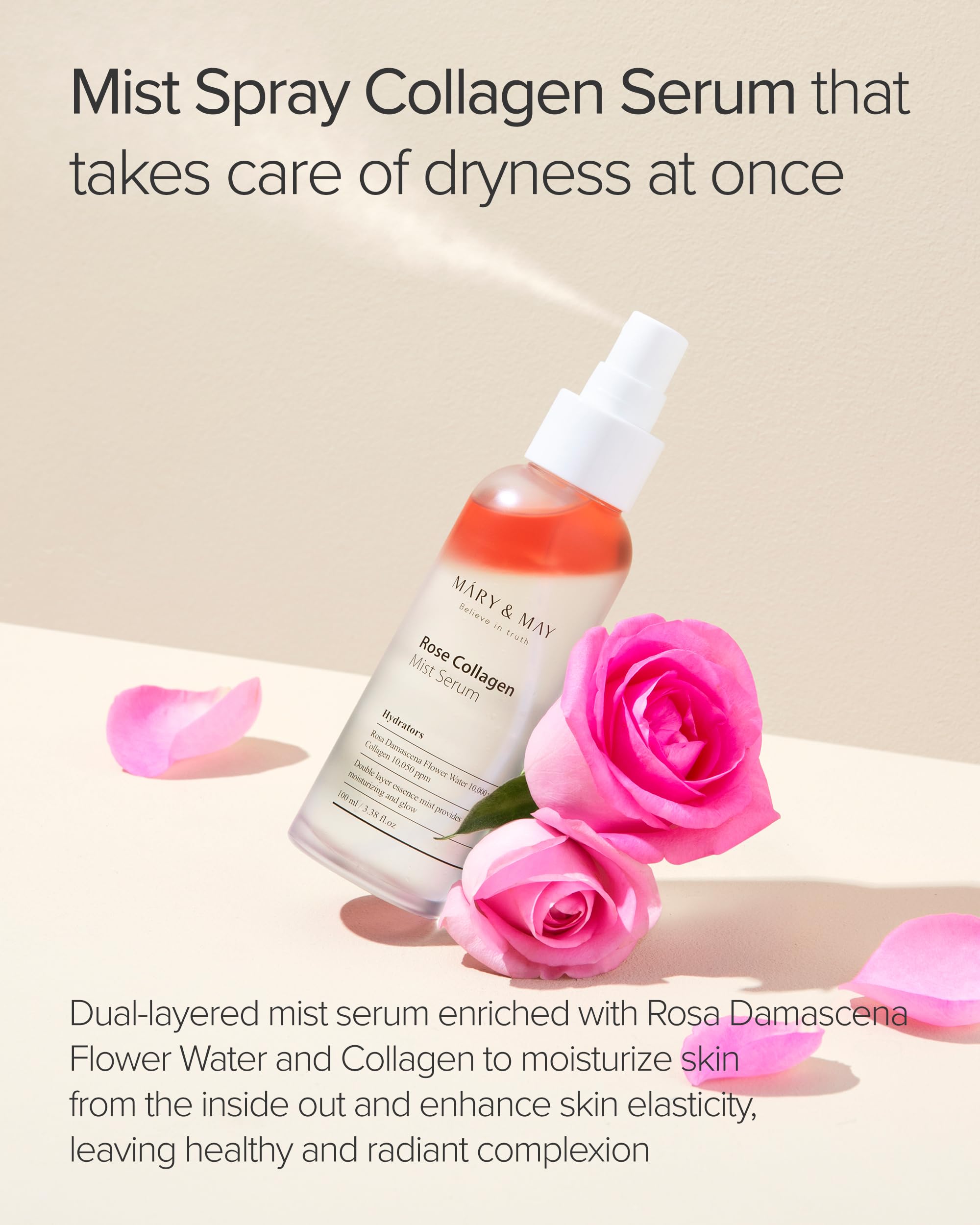 Foto 3 | Sérum Brumoso Mary&may Rose Colágeno Con Agua De Rosas De Damasco, 100 Ml - Venta Internacional.