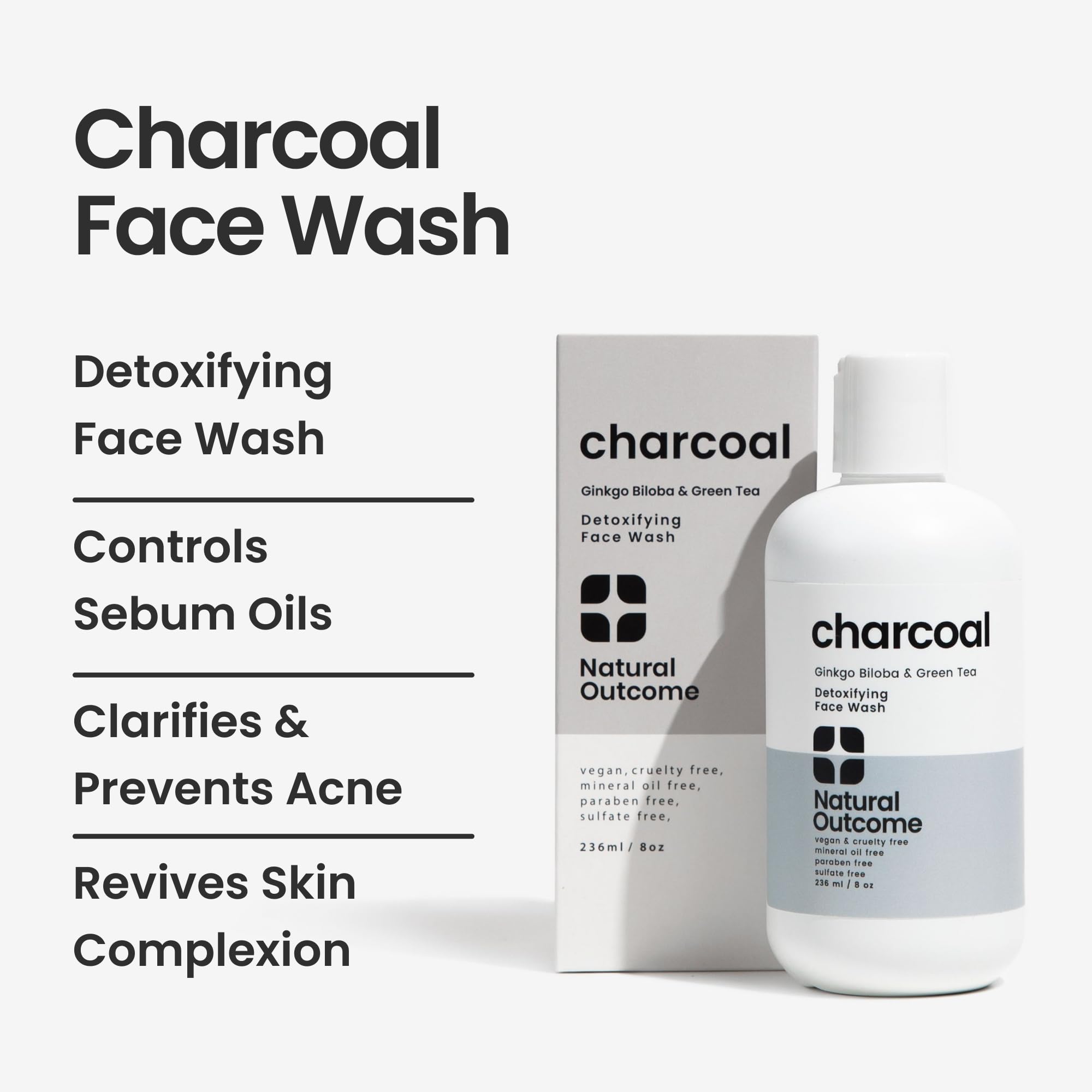 Foto 2 | Jabón Facial Natural Outcome Con Carbón, Desintoxicante Diario, 240 Ml - Venta Internacional.