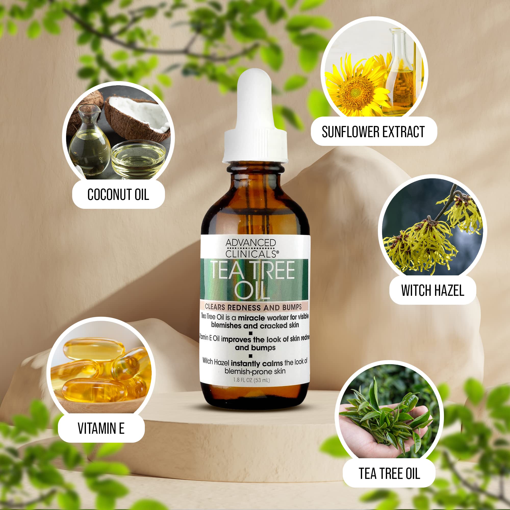 Foto 3 pulgar | Sérum Facial Advanced Clinicals, Aceite De Árbol De Té Vegano, 2 Unidades - Venta Internacional.