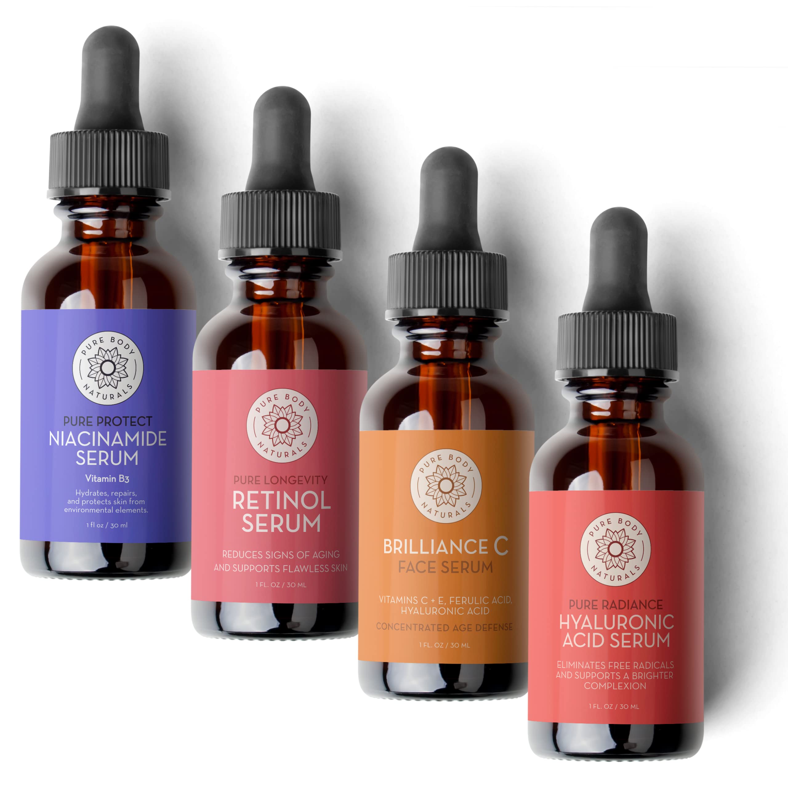 Foto 2 pulgar | Set De Sérum Pure Body Naturals Con Ácido Hialurónico, Retinol, Vitamina C Y B3 - Venta Internacional.