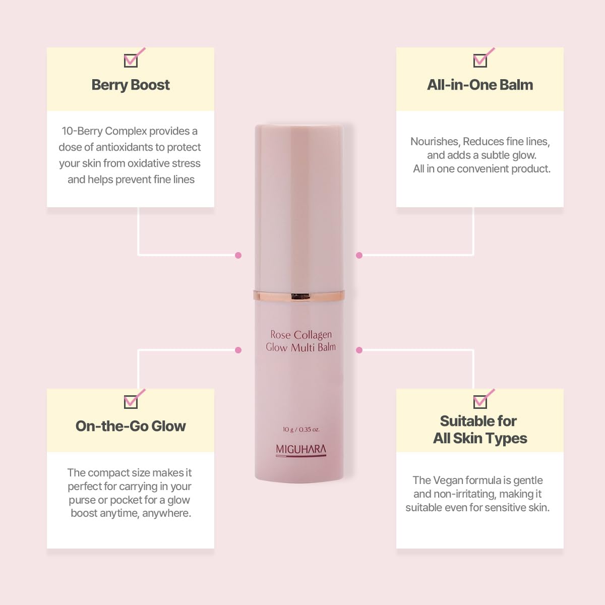 Foto 5 pulgar | Bálsamo En Barra Miguhara Rose Collagen Glow, 10 G - Venta Internacional.