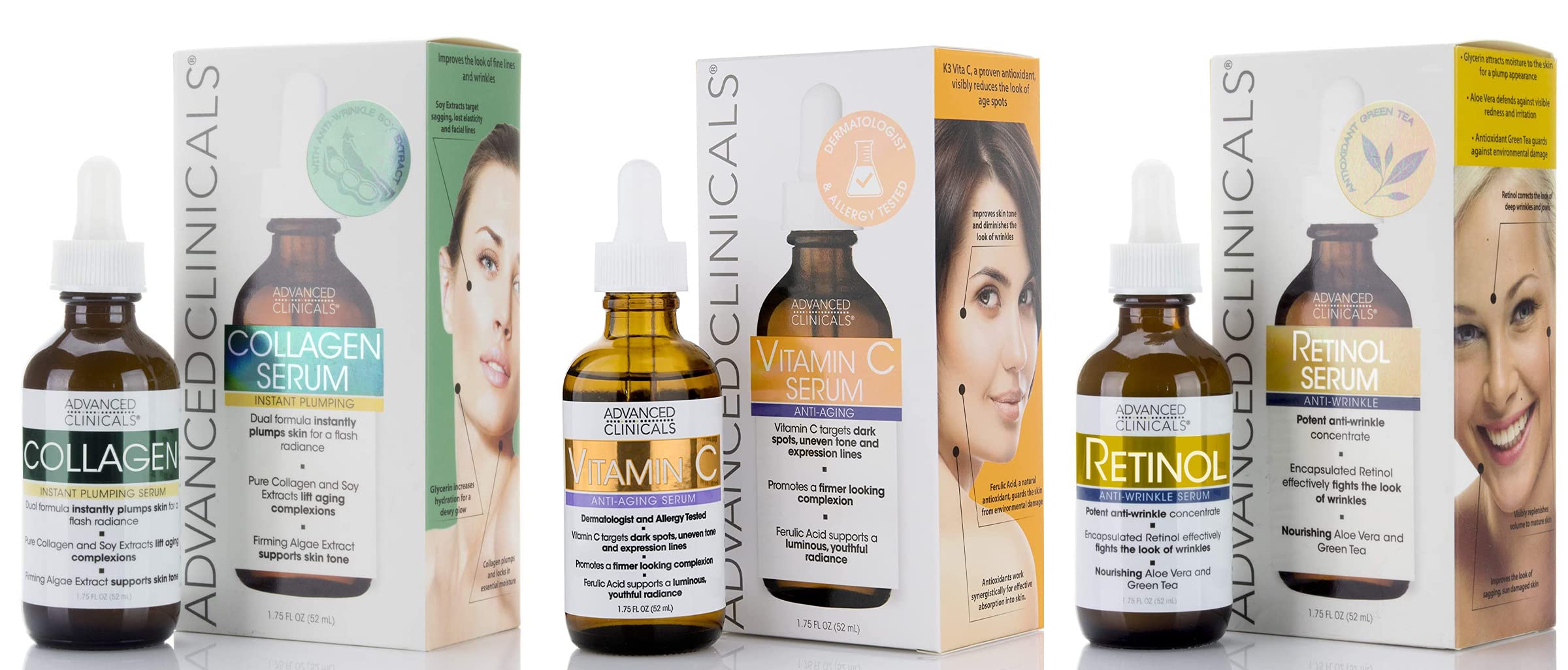 Foto 2 pulgar | Set De Cuidado De La Piel Advanced Clinicals, Sérum De Retinol, 50 Ml, Juego De 3 Piezas - Venta Internacional.