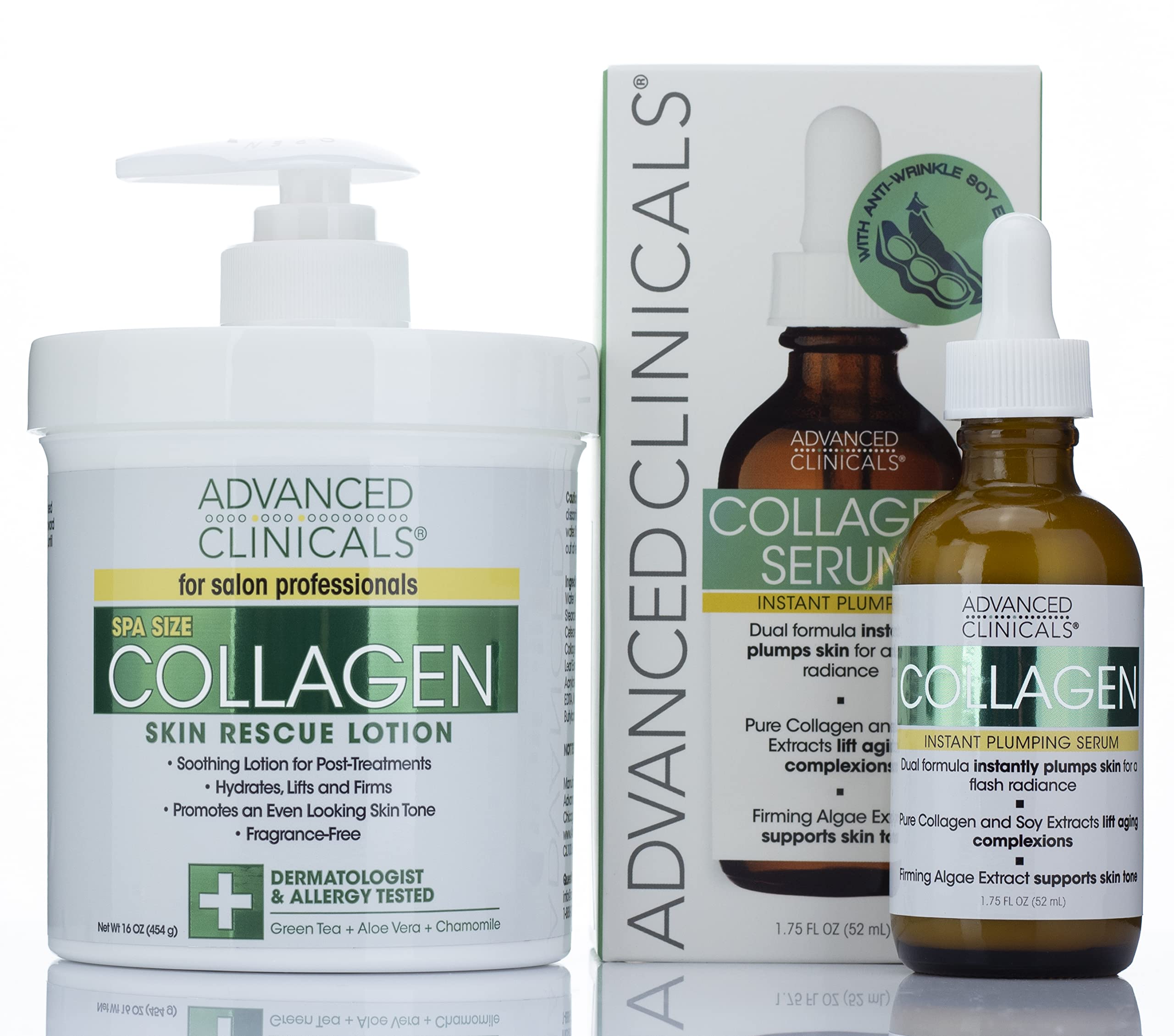 Set De Cuidado De La Piel Advanced Clinicals, Crema Y Sérum De Colágeno - Venta Internacional.