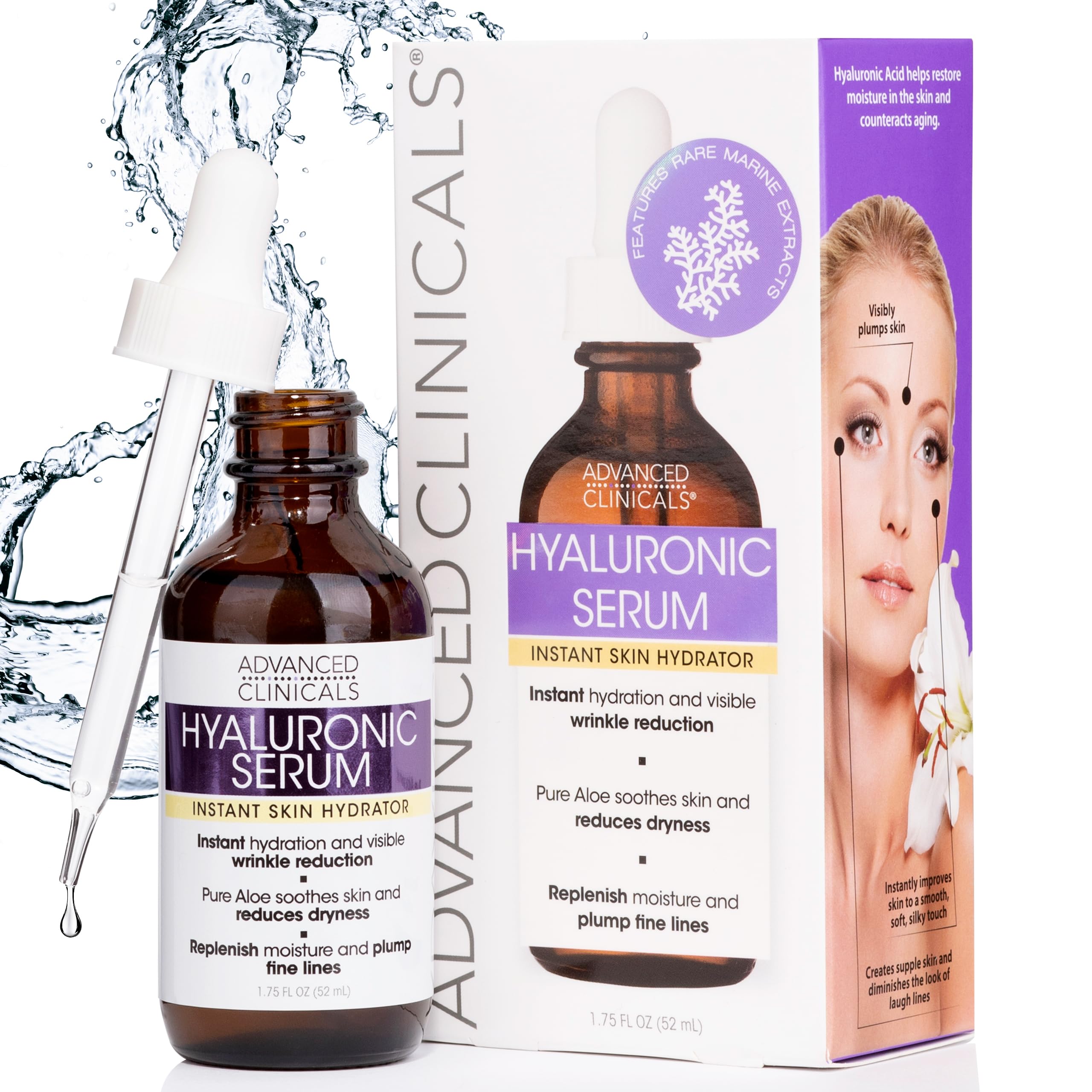 Foto 2 pulgar | Serum Advanced Clinicals De Ácido Hialurónico Puro, 50 Ml, Para Rostro - Venta Internacional.
