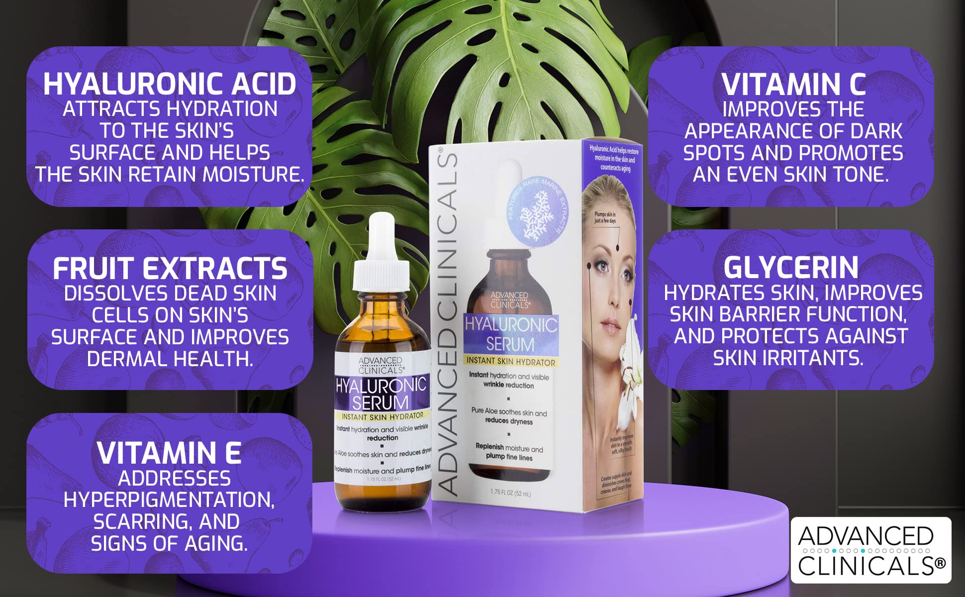 Foto 2 | Serum Advanced Clinicals De Ácido Hialurónico Puro, 50 Ml, Para Rostro - Venta Internacional.