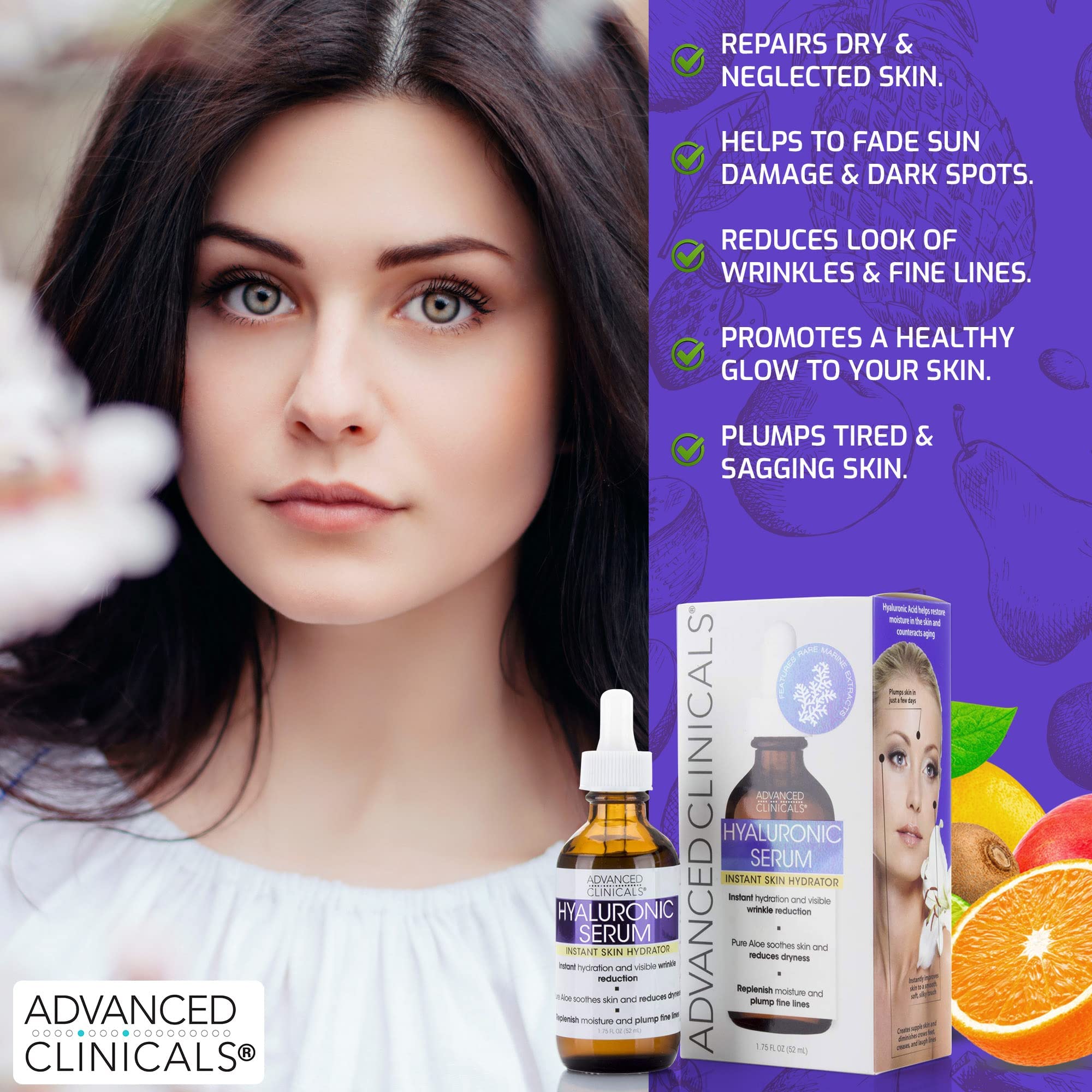 Foto 3 | Serum Advanced Clinicals De Ácido Hialurónico Puro, 50 Ml, Para Rostro - Venta Internacional.