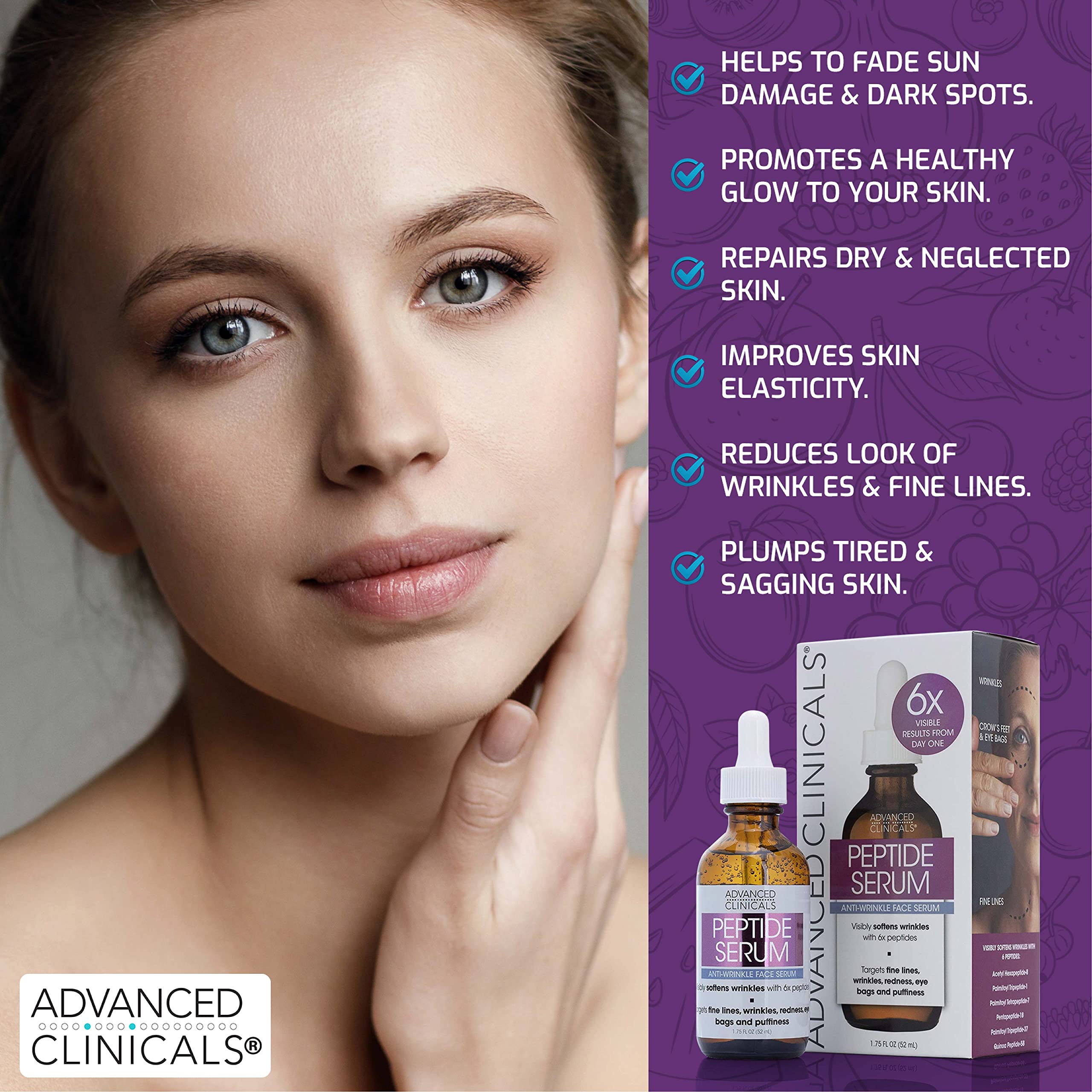 Foto 4 | Péptidos Concentrados Serum Advanced Clinicals 6x, 50 Ml - Venta Internacional.