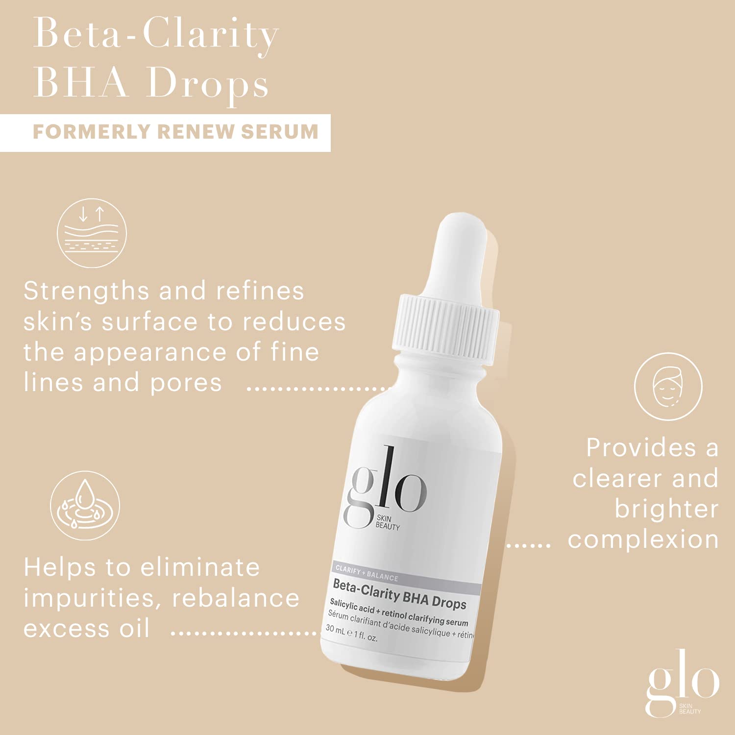 Foto 3 pulgar | Serum Glo Skin Beauty Beta-clarity Bha En Gotas De 30 Ml Con Ácido Salicílico Y Retinol - Venta Internacional.