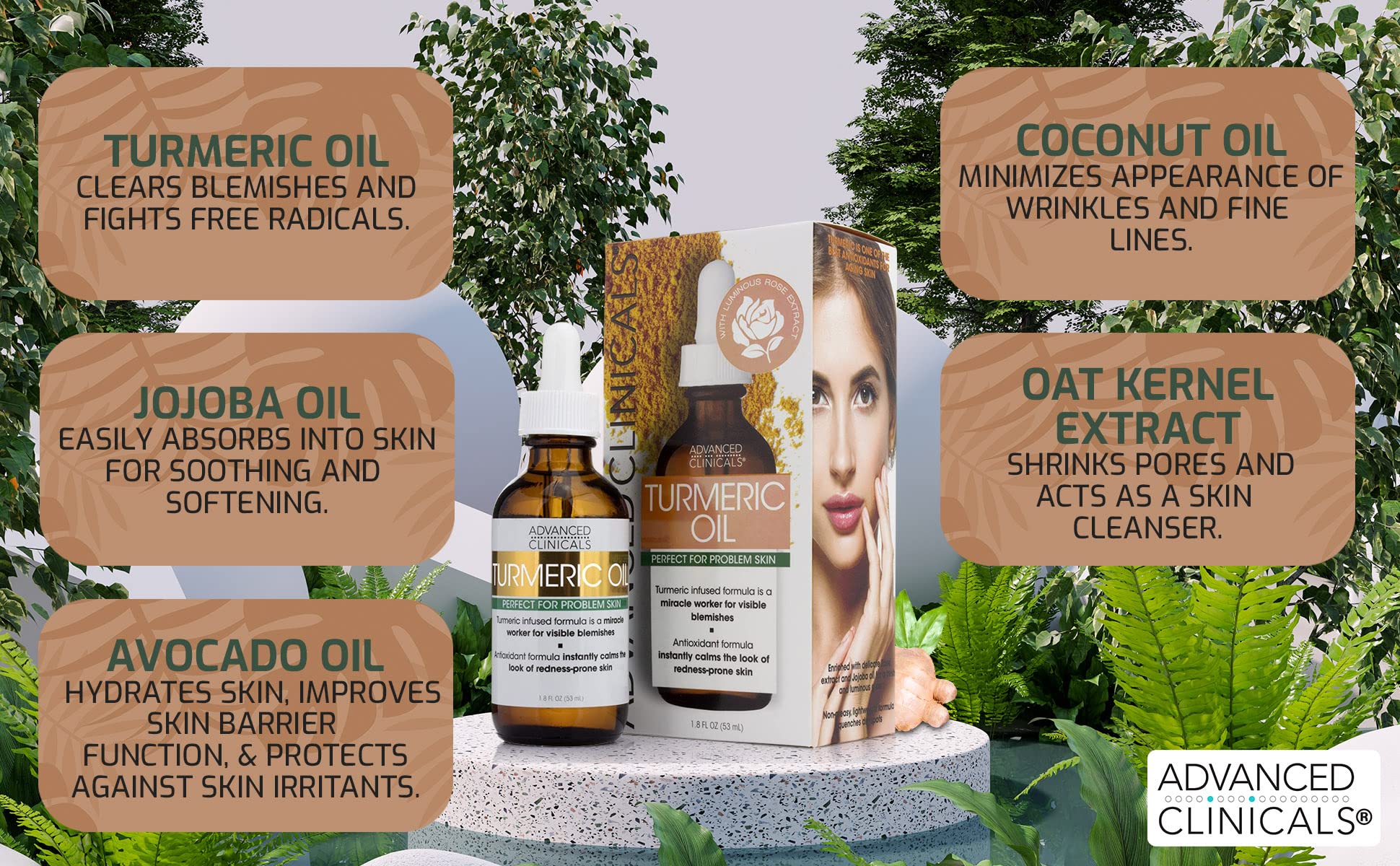 Foto 2 | Sérum Para El Cuidado De La Piel Facial Advanced Clinicals, Aceite De Cúrcuma, 50 Ml - Venta Internacional.