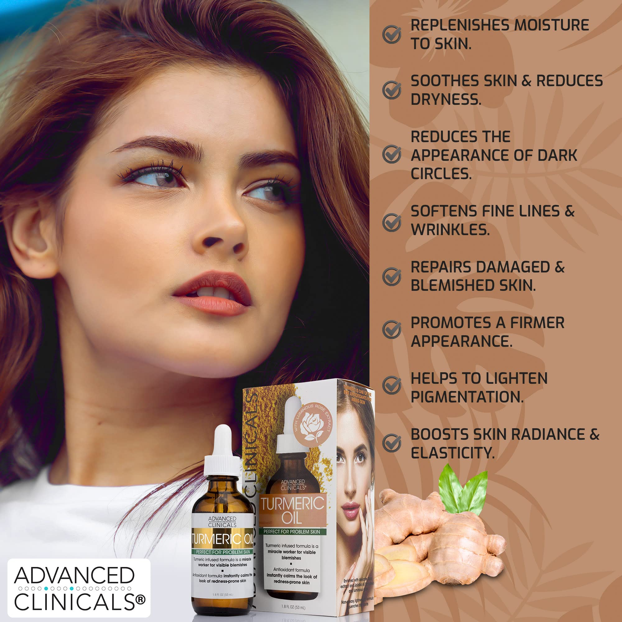 Foto 3 | Sérum Para El Cuidado De La Piel Facial Advanced Clinicals, Aceite De Cúrcuma, 50 Ml - Venta Internacional.