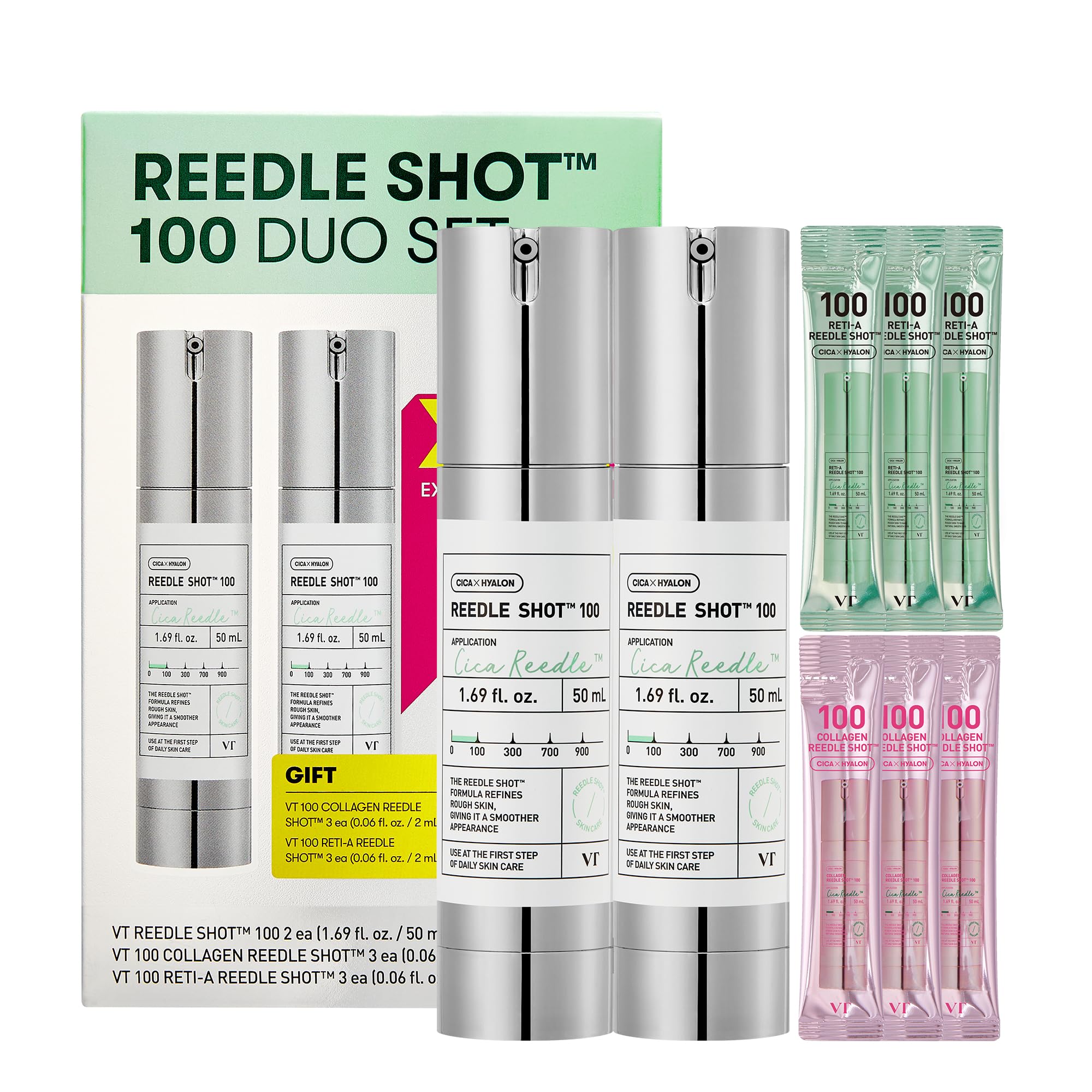 Foto 2 pulgar | Set Duo Reedle Shot 100 De Skincare Vt Cosmetics Con Colágeno Y Retinol - Venta Internacional.