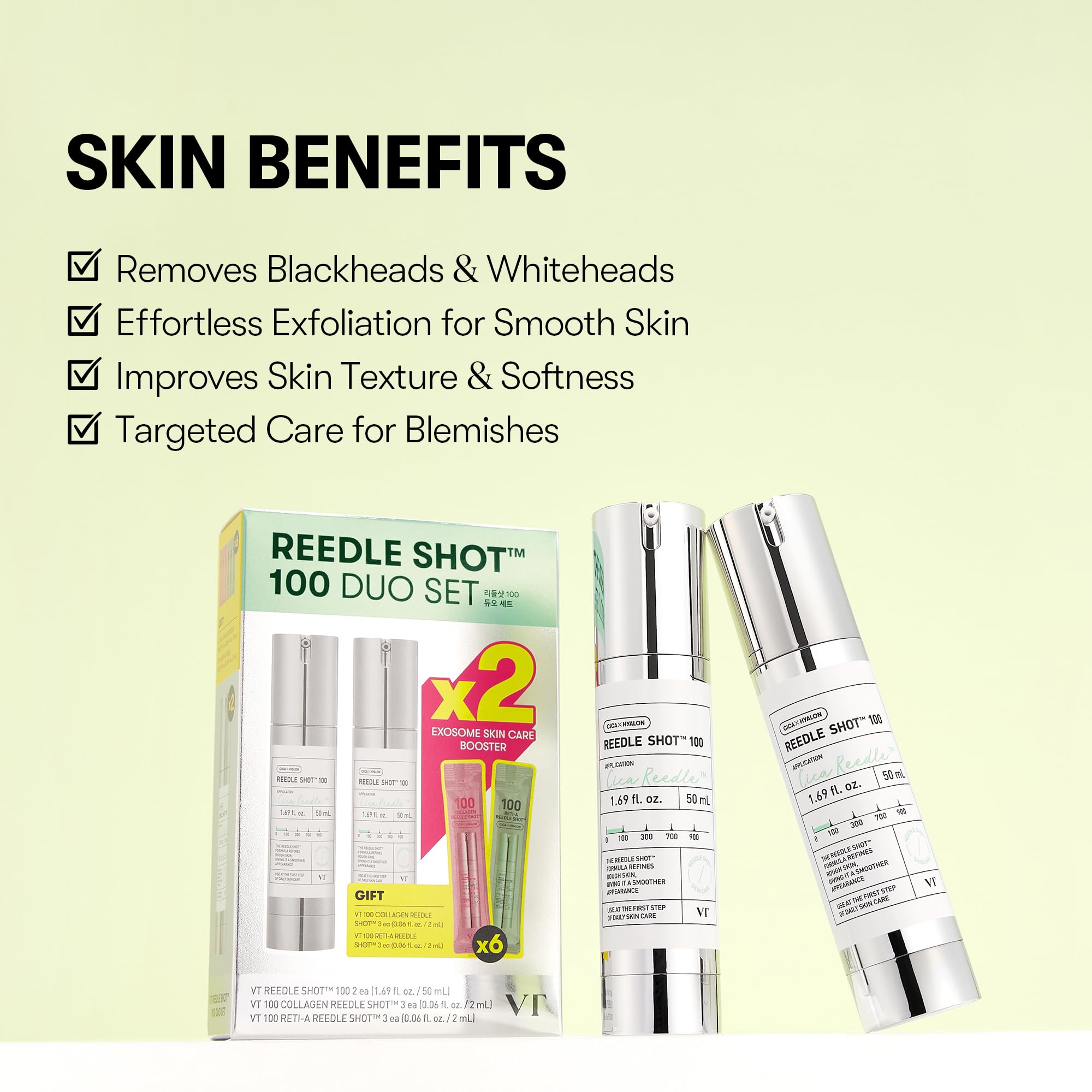 Foto 5 pulgar | Set Duo Reedle Shot 100 De Skincare Vt Cosmetics Con Colágeno Y Retinol - Venta Internacional.