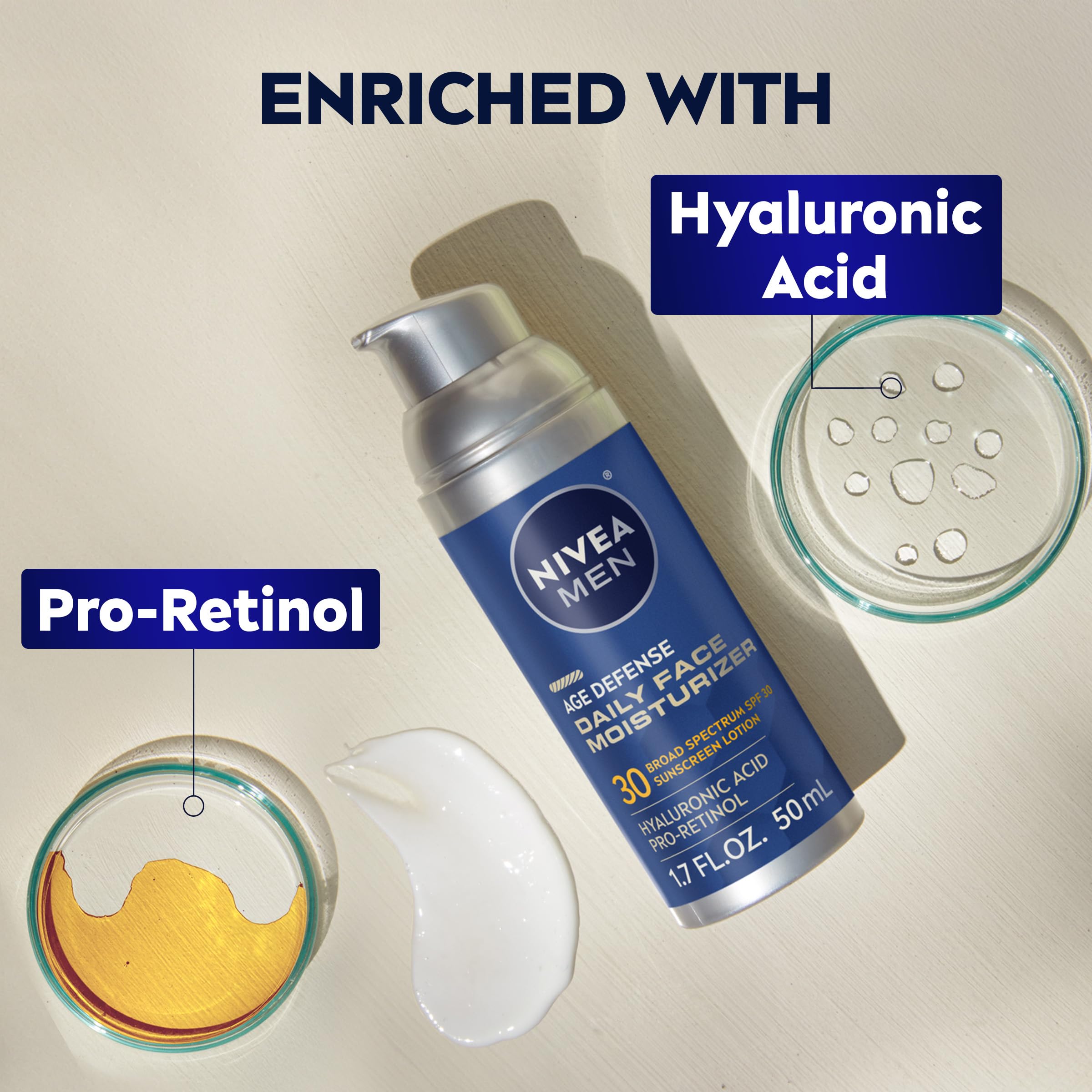 Foto 5 pulgar | Crema Hidratante Nivea Men Age Defense Spf 30, Botella De 50 Ml - Venta Internacional.