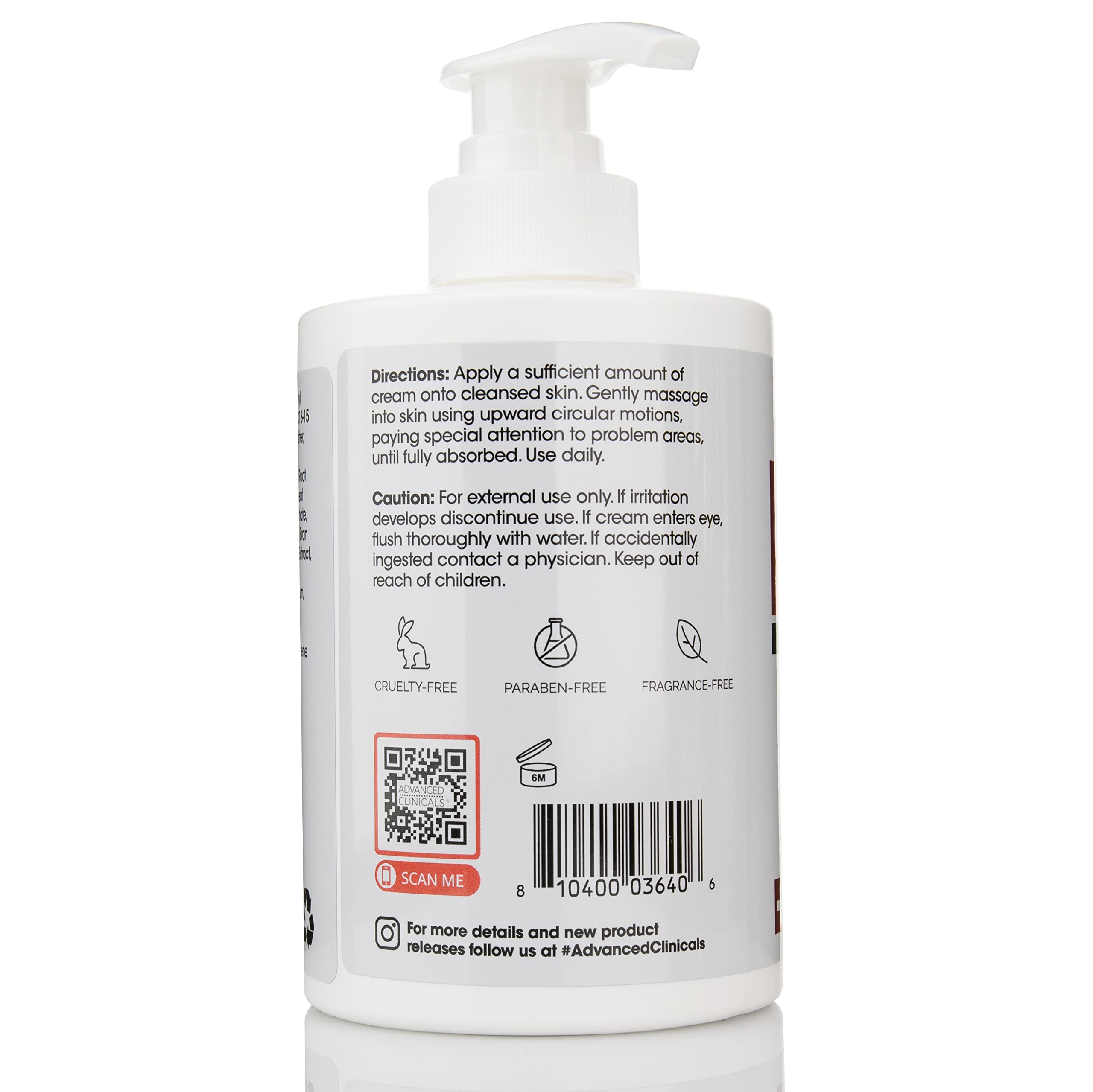 Foto 3 pulgar | Crema Advanced Clinicals Con Vitamina C Para Piel Seca, 450 Ml - Venta Internacional.