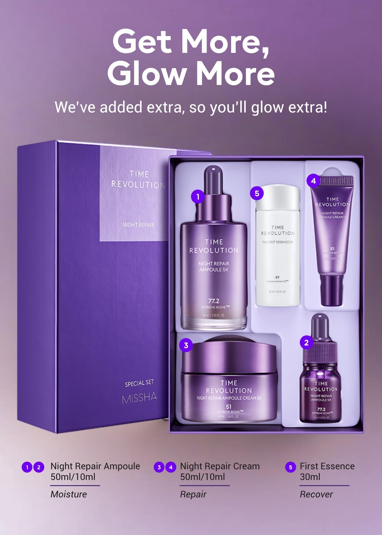 Foto 7 | Set De Cuidado De La Piel Missha Time Revolution Night Repair 5x - Venta Internacional.