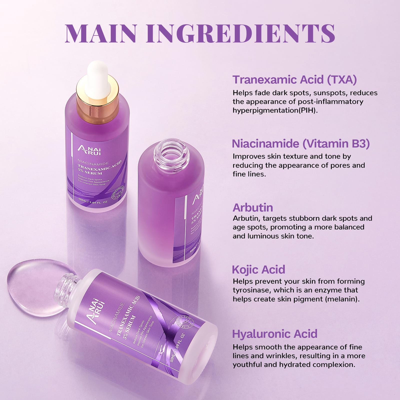 Foto 3 pulgar | Sérum Anai Rui 5% De Ácido Tranexámico Con Niacinamida 50 Ml - Venta Internacional.