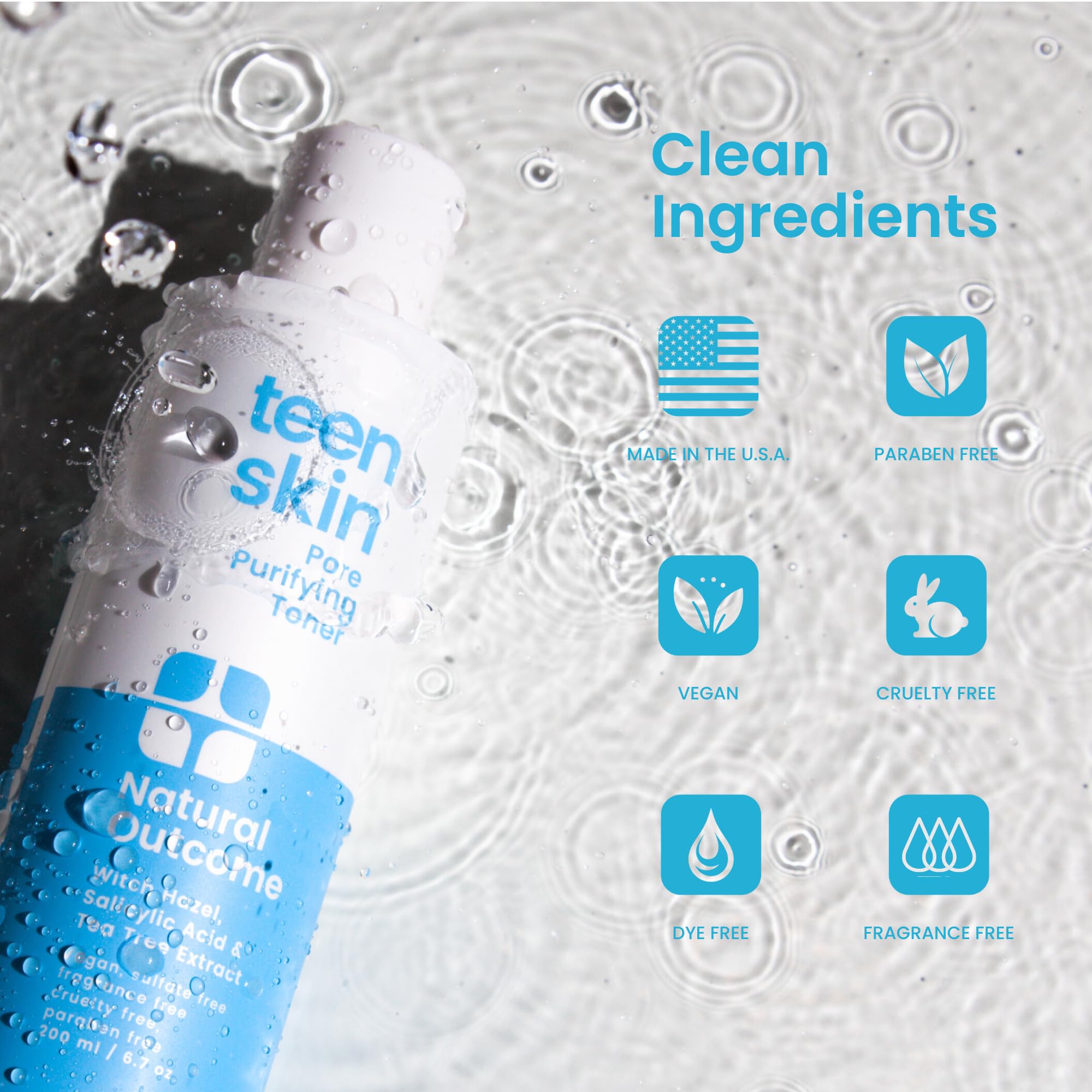 Foto 5 pulgar | Tónico Facial Natural Outcome Acne Clarifying Teens 200 Ml - Venta Internacional.