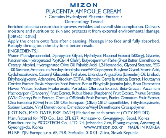 Foto 7 | Ampolla De Placenta Cream Mizon Con Niacinamida Y Aceite De Lavanda, 50 Ml - Venta Internacional.