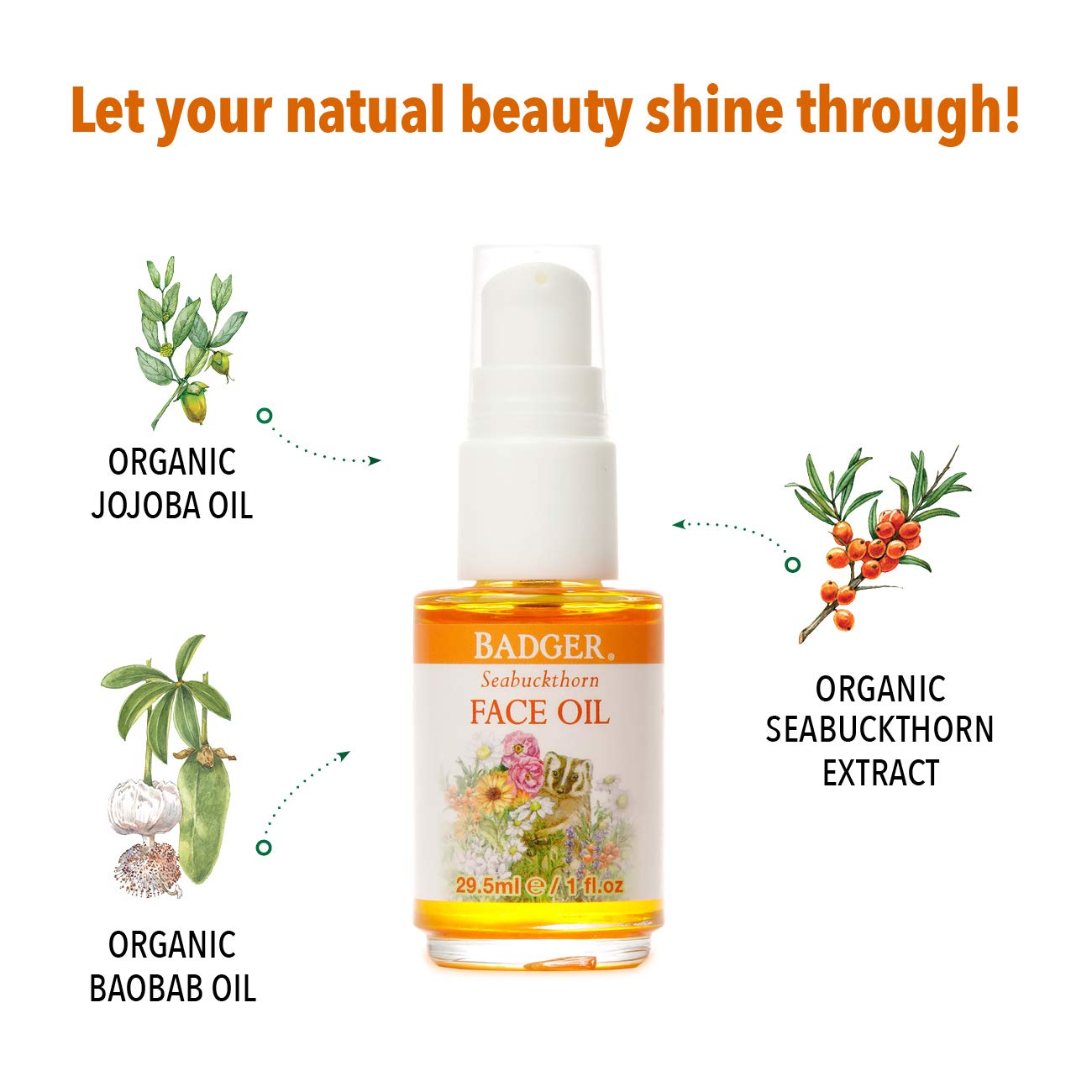 Foto 7 pulgar | Aceite Facial Badger Seabuckthorn, Hidratante Orgánico, 30 Ml - Venta Internacional.