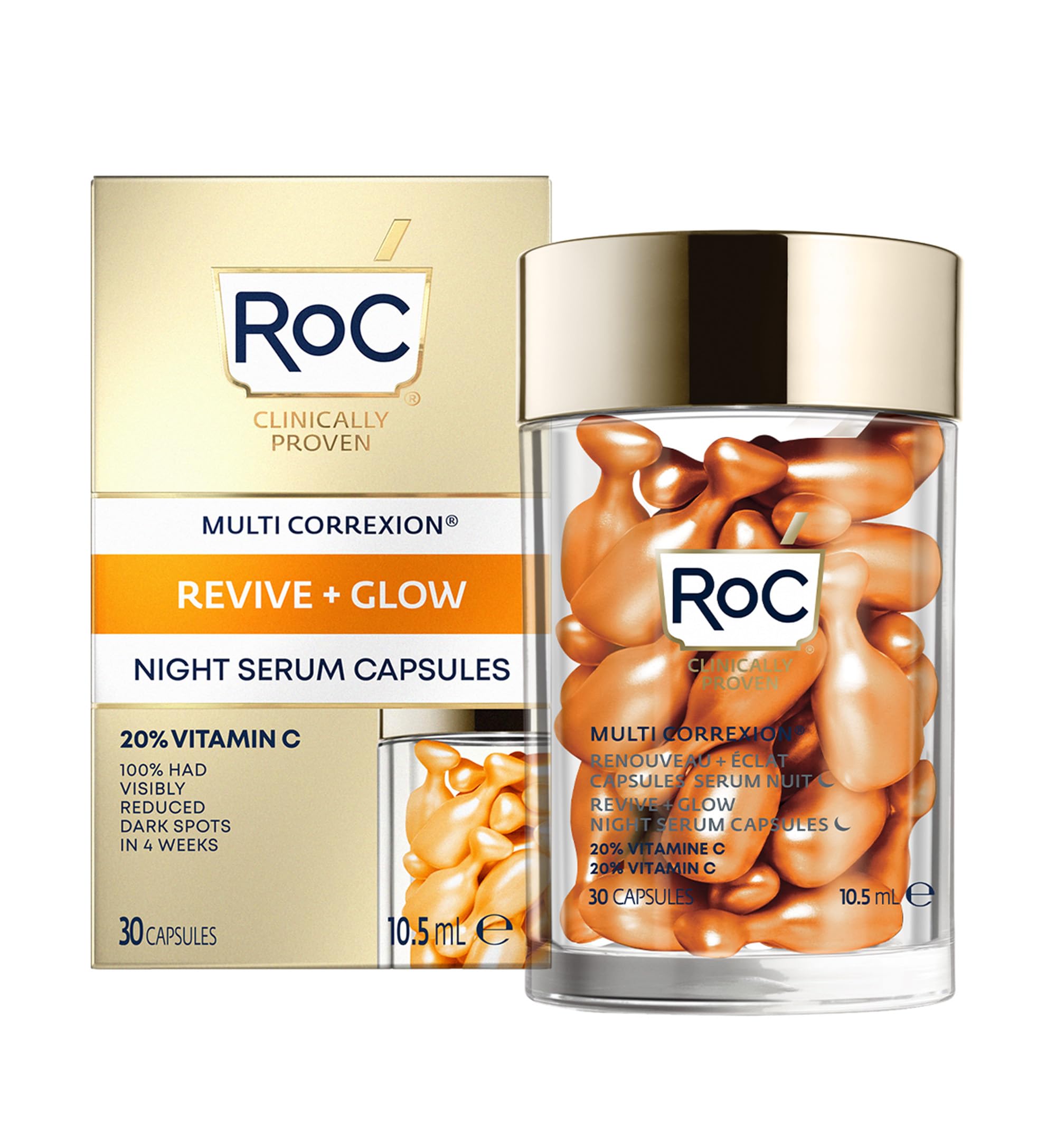 Sérum Nocturno En Cápsulas Roc Multi Correxion Revive + Glow 30 Ml - Venta Internacional.