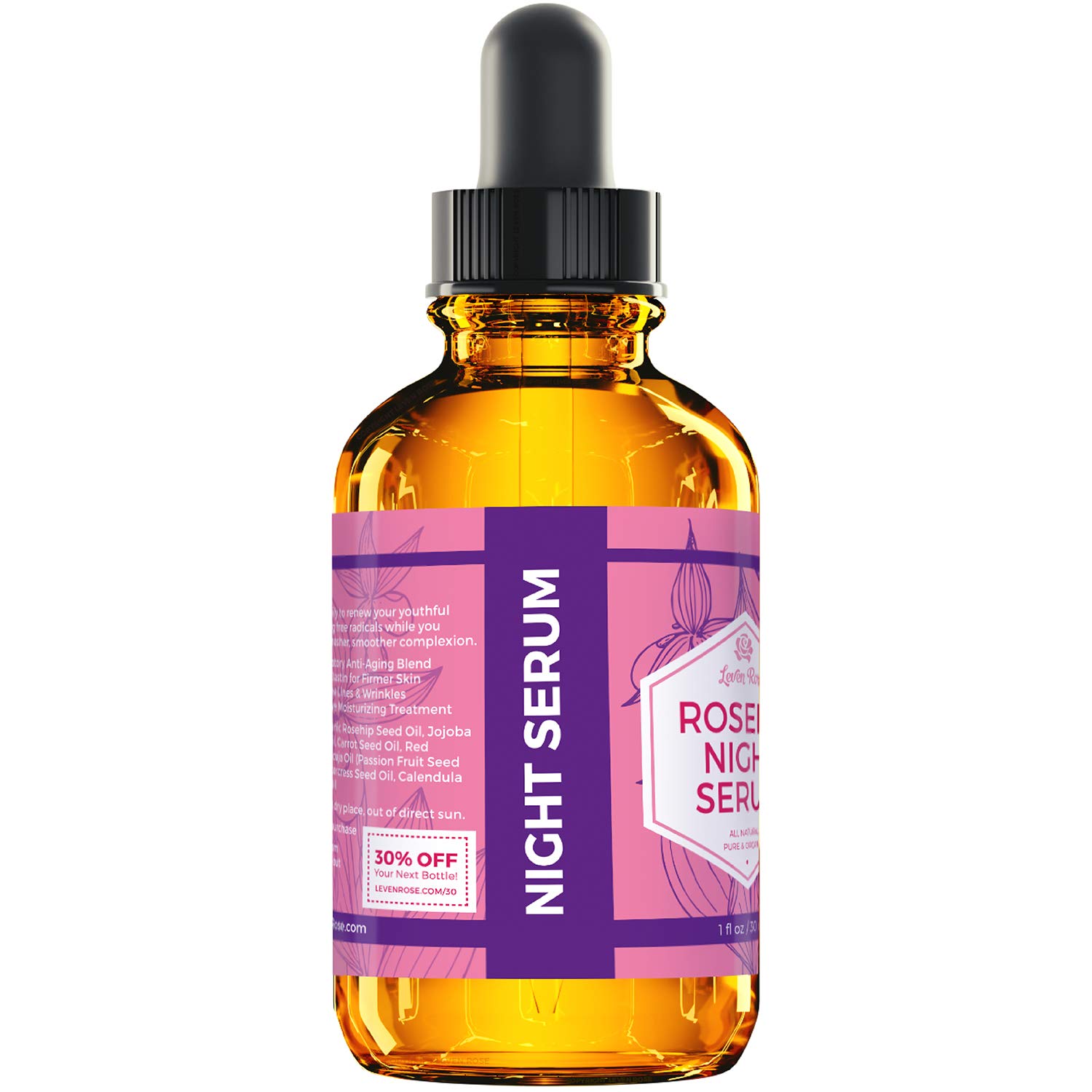 Foto 5 | Sérum Facial Nocturno Leven, Aceite De Rosa Mosqueta, 30 Ml, Para Piel Seca - Venta Internacional.
