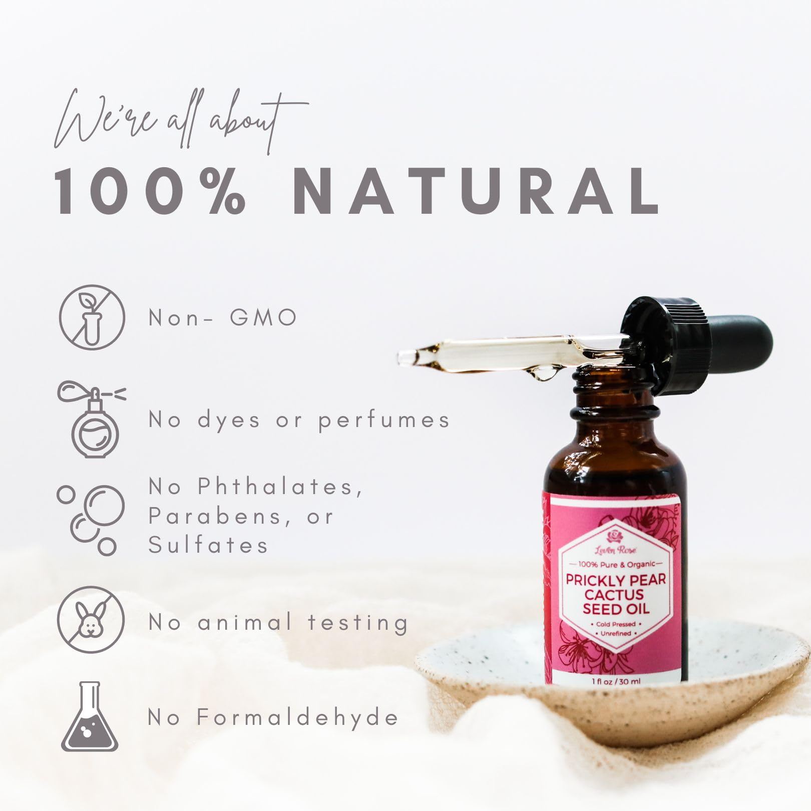 Foto 7 | Aceite De Semilla De Tuna Leven Rose, 30 Ml, 100% Orgánico, Extra Virgen - Venta Internacional.