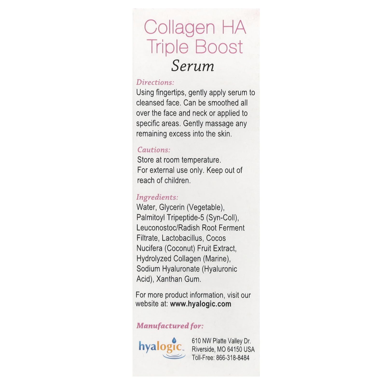 Foto 4 pulgar | Sérum Hyalogic Colágeno Ha Triple Boost 14 Ml - Venta Internacional.