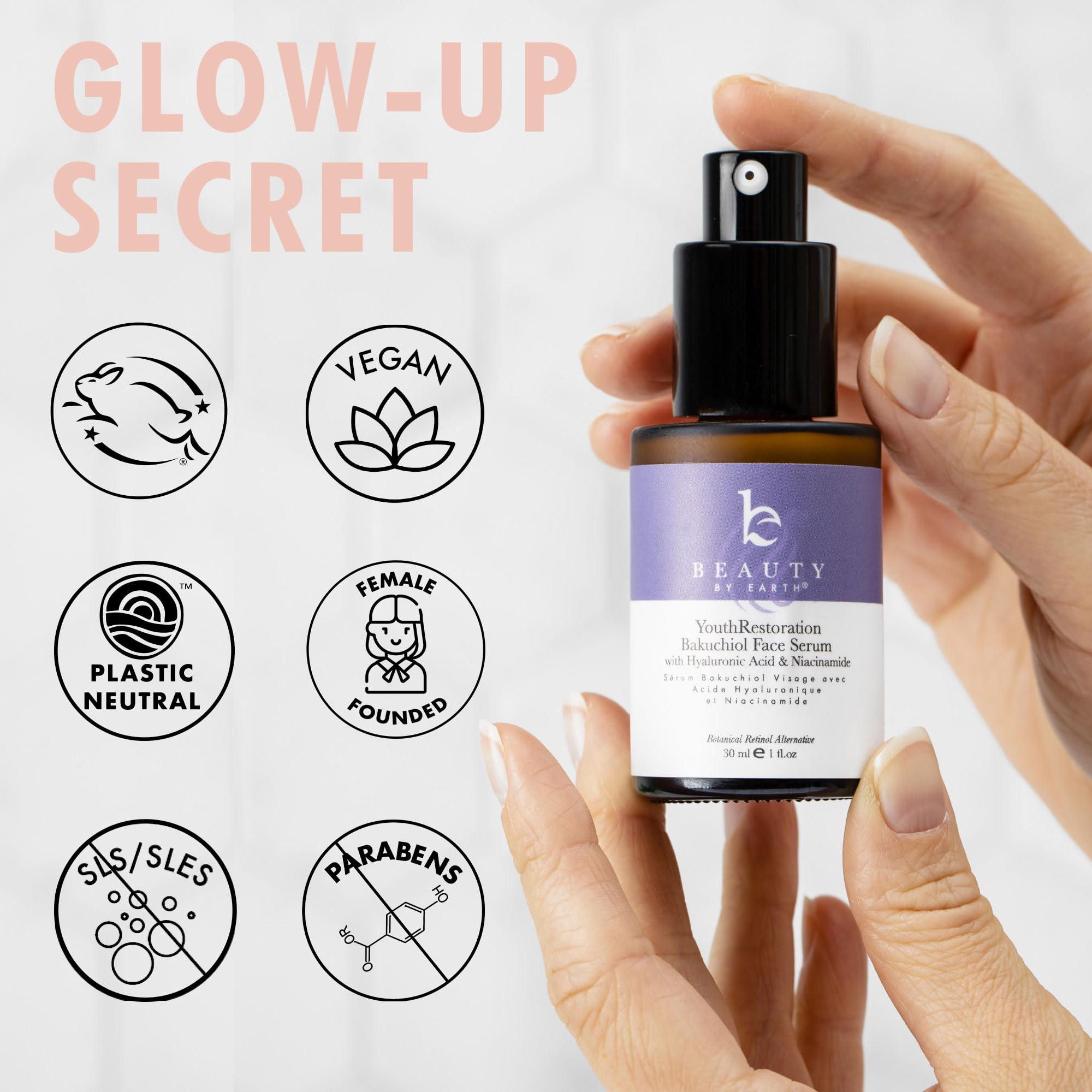 Foto 6 | Sérum Facial Beauty By Earth Bakuchiol Con Ácido Hialurónico 30 Ml - Venta Internacional.