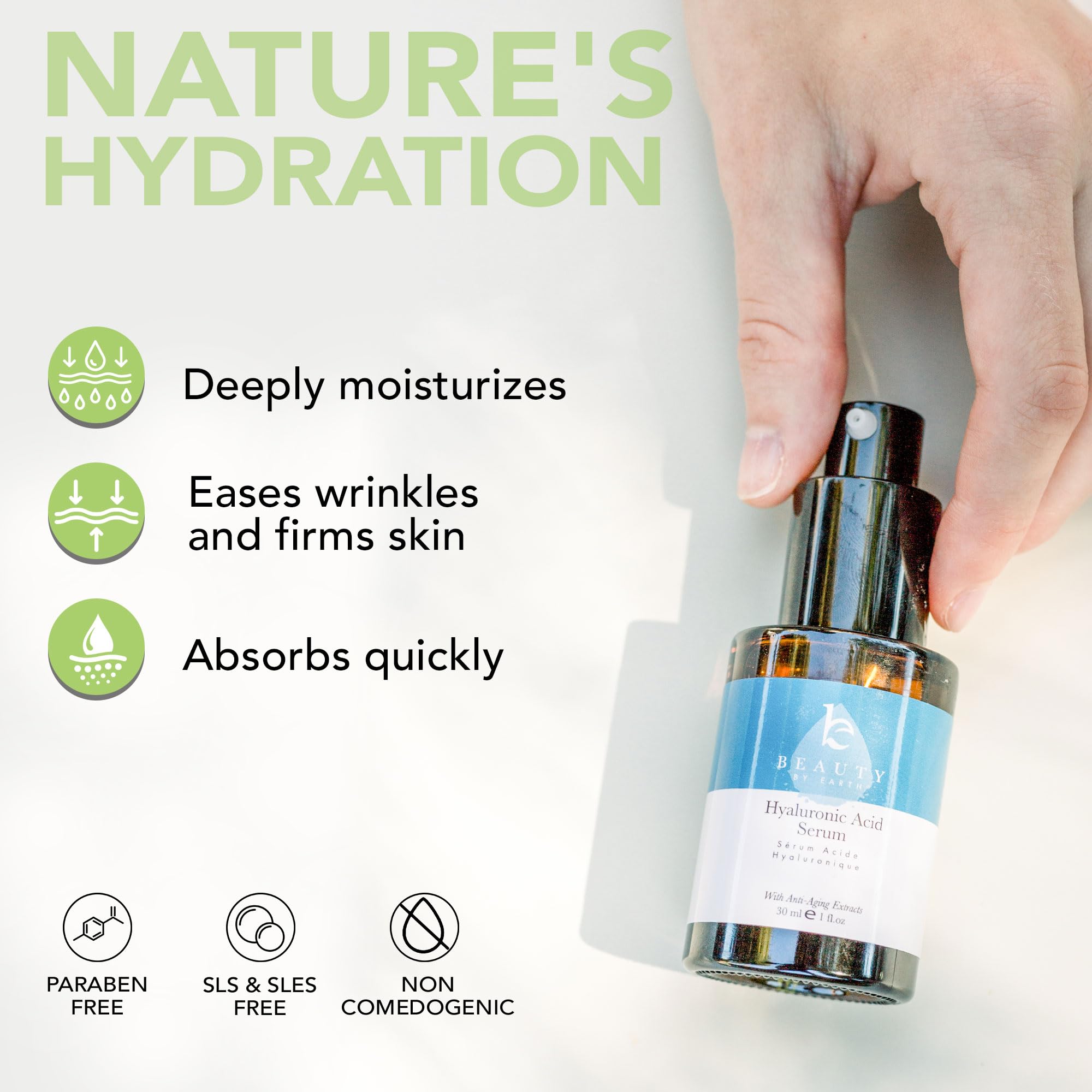 Foto 4 pulgar | Serum Beauty By Earth Ácido Hialurónico Para Rostro 30 Ml - Venta Internacional.