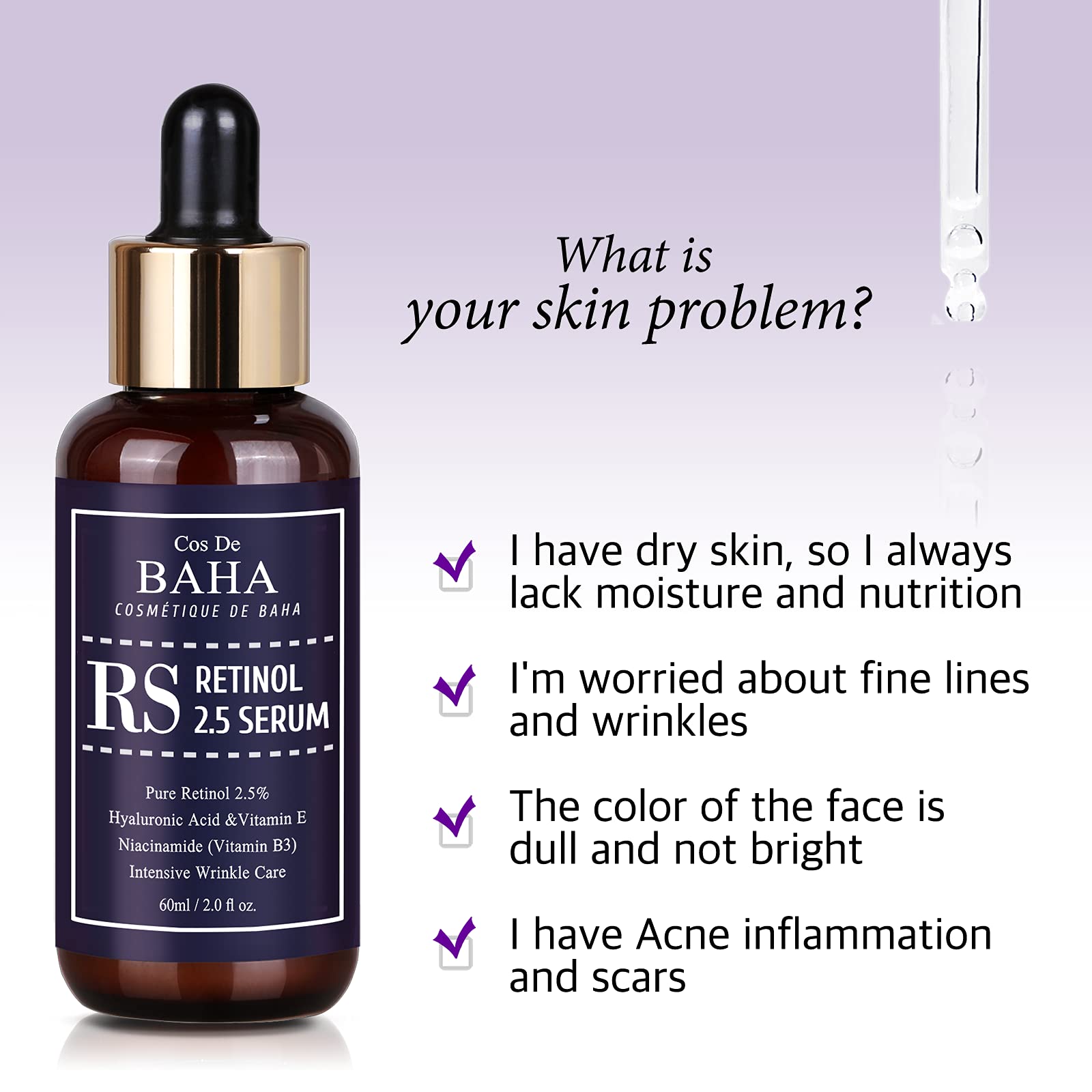 Foto 4 pulgar | Serum Cos De Baha  Solución De Retinol Al 2 5% Con Vitamina E  60 Ml - Venta Internacional.
