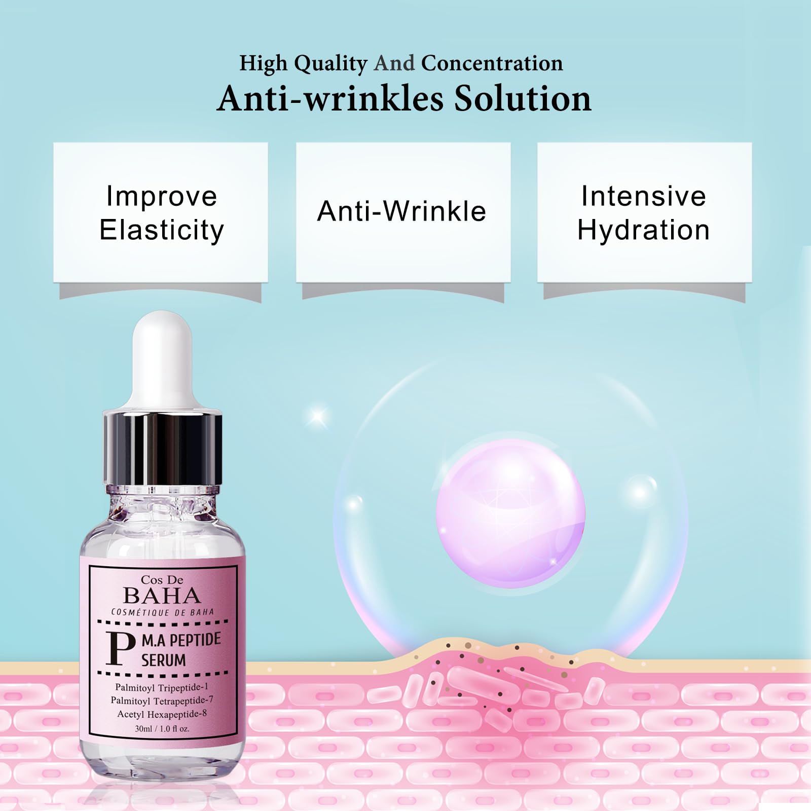 Foto 5 pulgar | Sérum Facial Cos De Baha M.a Peptide Con Matrixyl 3000 Y Argireline - Venta Internacional.