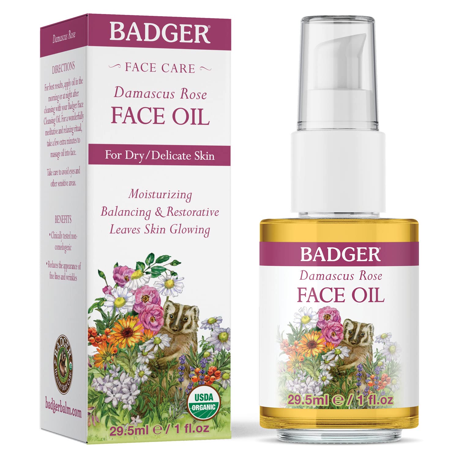 Foto 3 | Aceite Facial Badger Rose  30 Ml  Hidratante 100% Orgánico  Vegano - Venta Internacional.