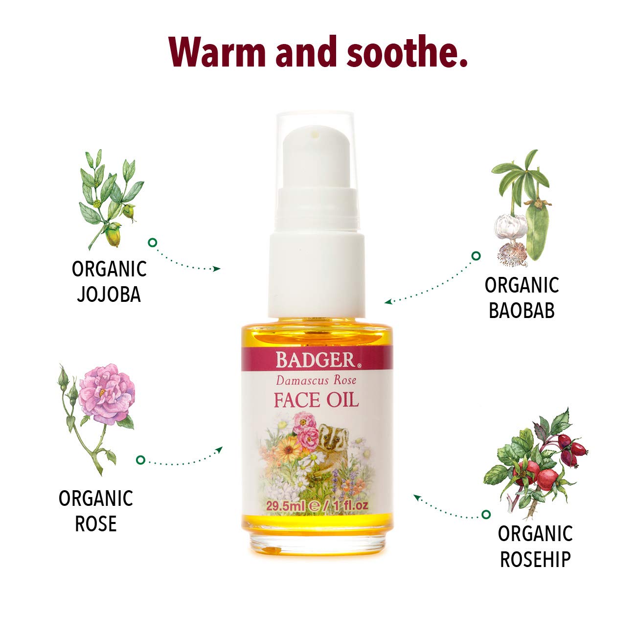Foto 7 pulgar | Aceite Facial Badger Rose  30 Ml  Hidratante 100% Orgánico  Vegano - Venta Internacional.