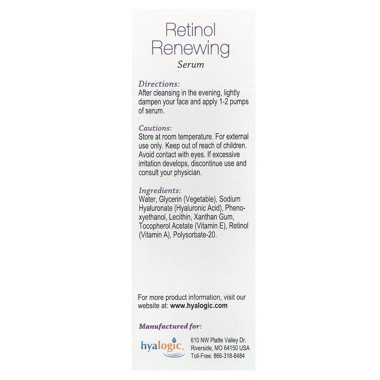 Foto 4 pulgar | Sérum Hialógico Renovador De Retinol Con Ácido Hialurónico Y Vitamina E - Venta Internacional.