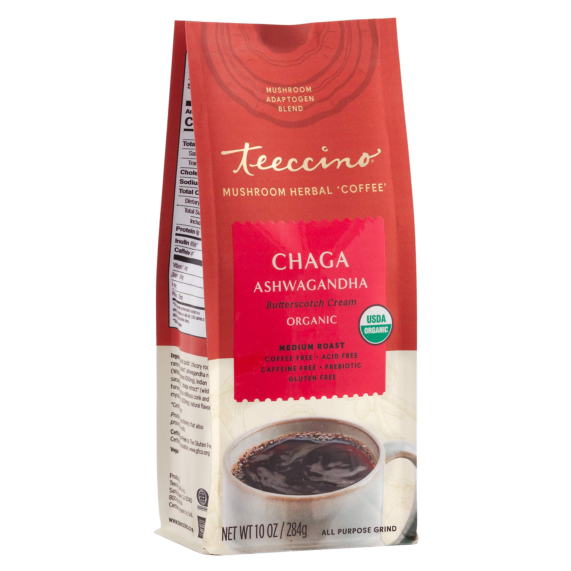 Alternativa Al Café Teeccino Chaga Ashwagandha  300 Ml  Caramelo - Venta Internacional.