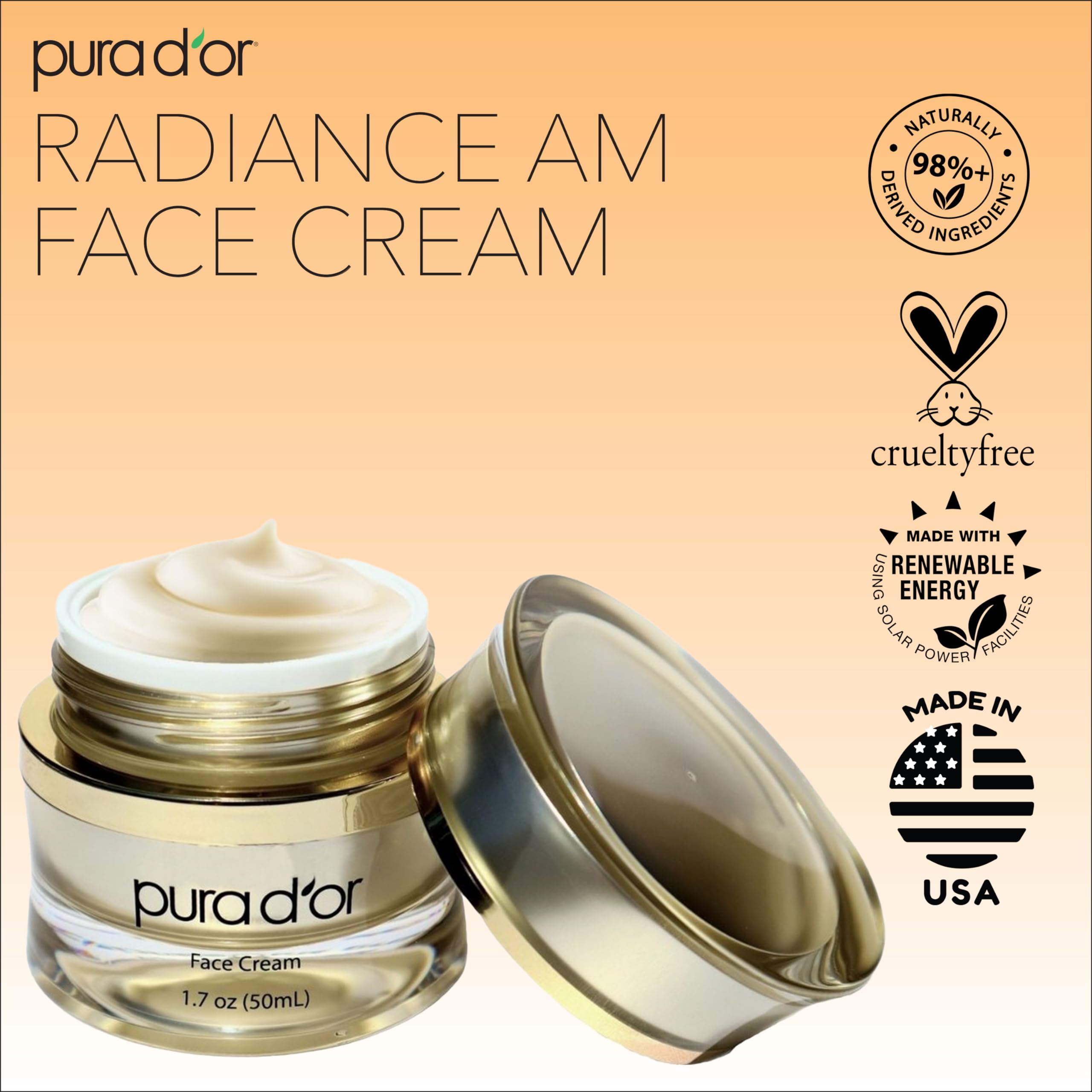 Foto 6 pulgar | Crema Facial Pura D'or Radiant Glow Am 50 Ml Antienvejecimiento - Venta Internacional.