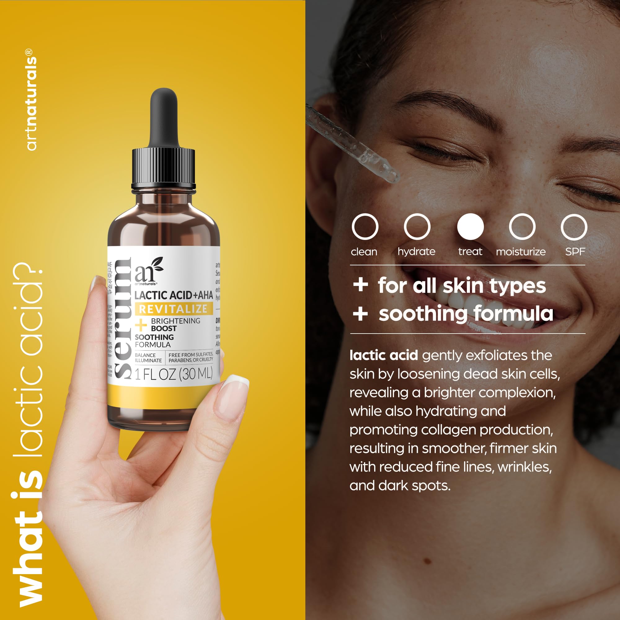 Foto 3 pulgar | Sérum Facial Artnaturals Ácido Láctico Y Aha Iluminador  30 Ml - Venta Internacional.