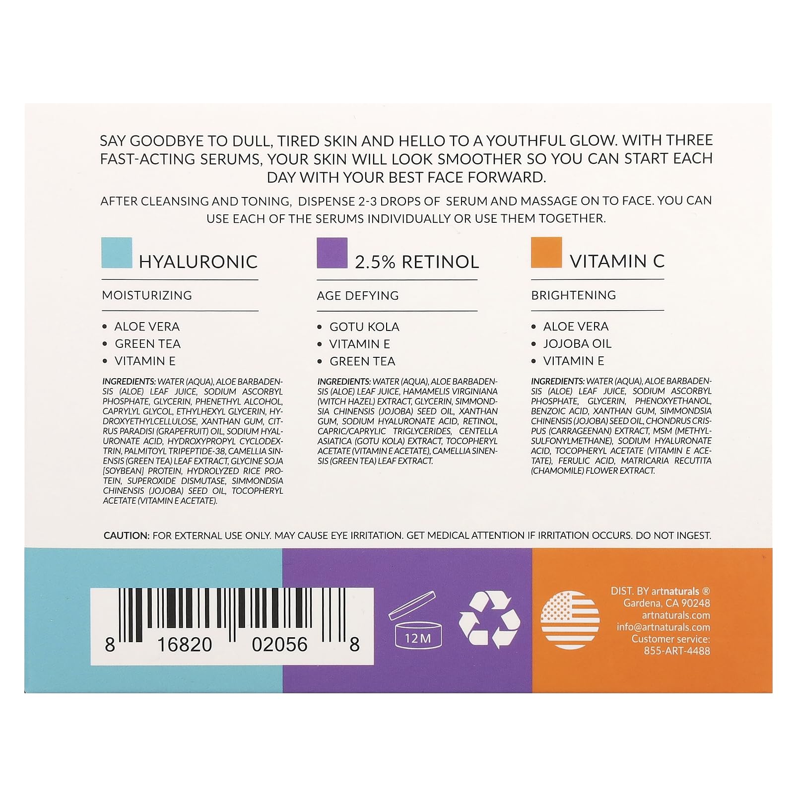 Foto 4 pulgar | Set Antienvejecimiento Artnaturals Vitamina C Retinol Ácido Hialurónico - Venta Internacional.