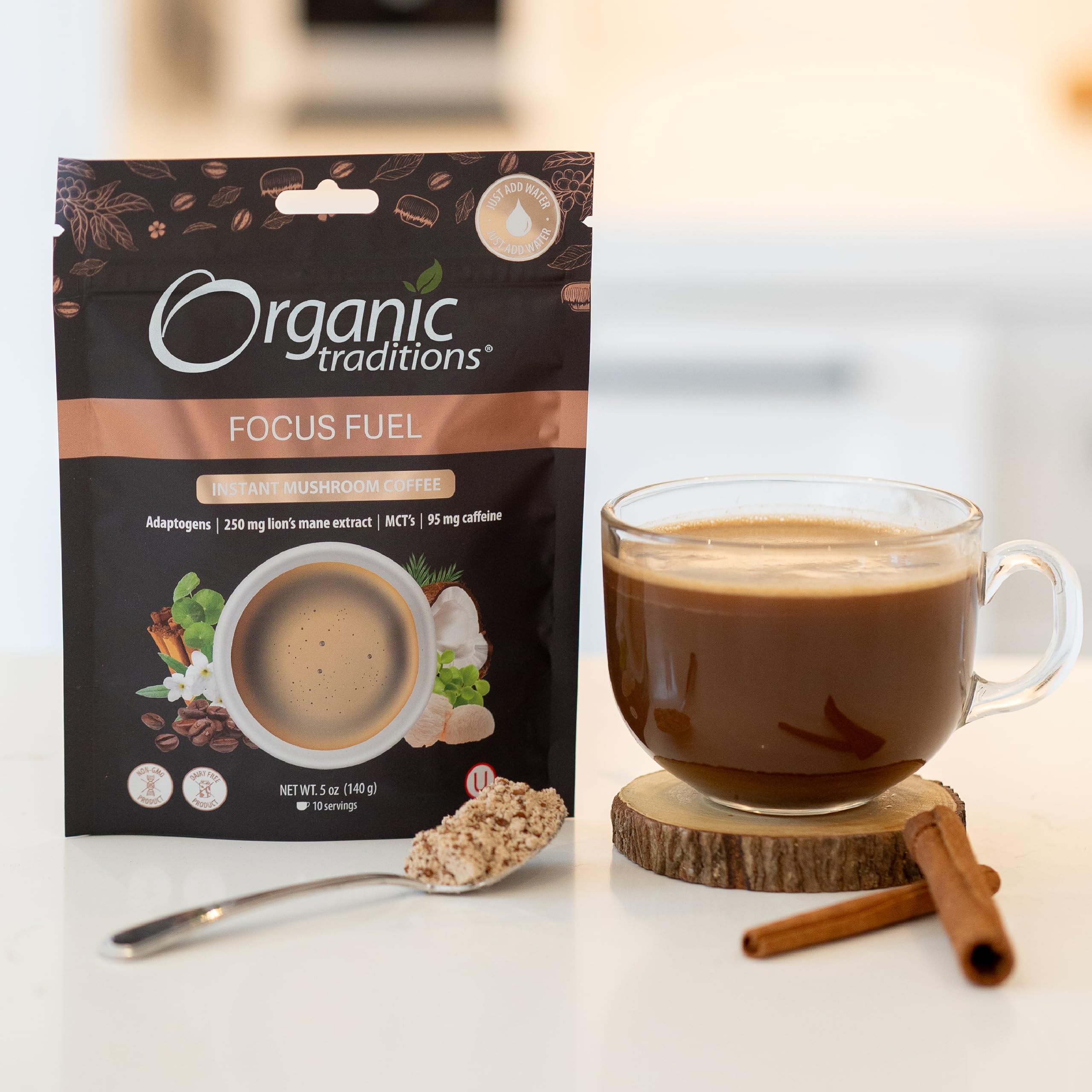 Foto 5 | Café Con Hongos Organic Traditions Focus Fuel 140 G/150 Ml - Venta Internacional.
