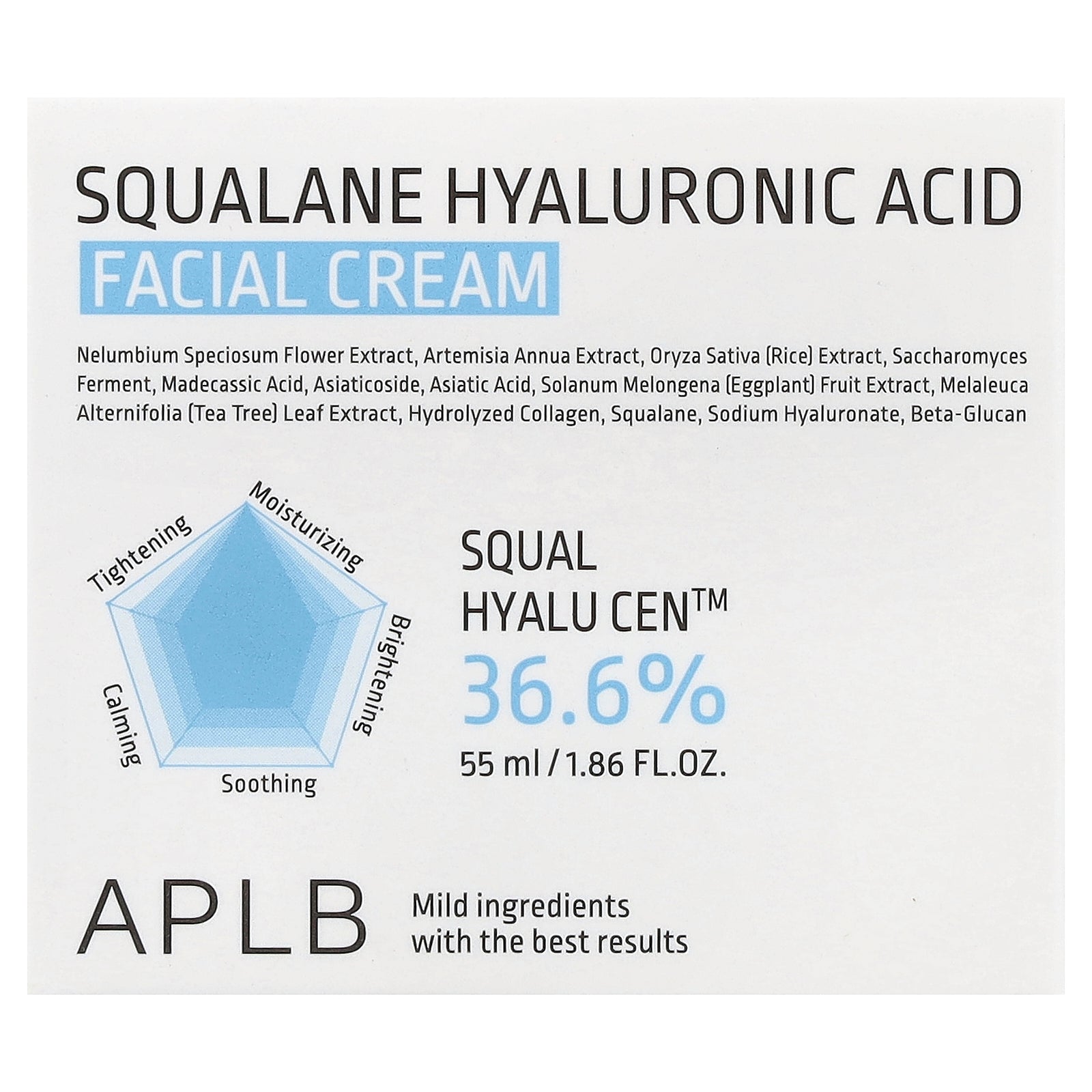 Foto 3 pulgar | Crema Facial Aplb Con Ácido Hialurónico De Escualano  55 Ml - Venta Internacional.