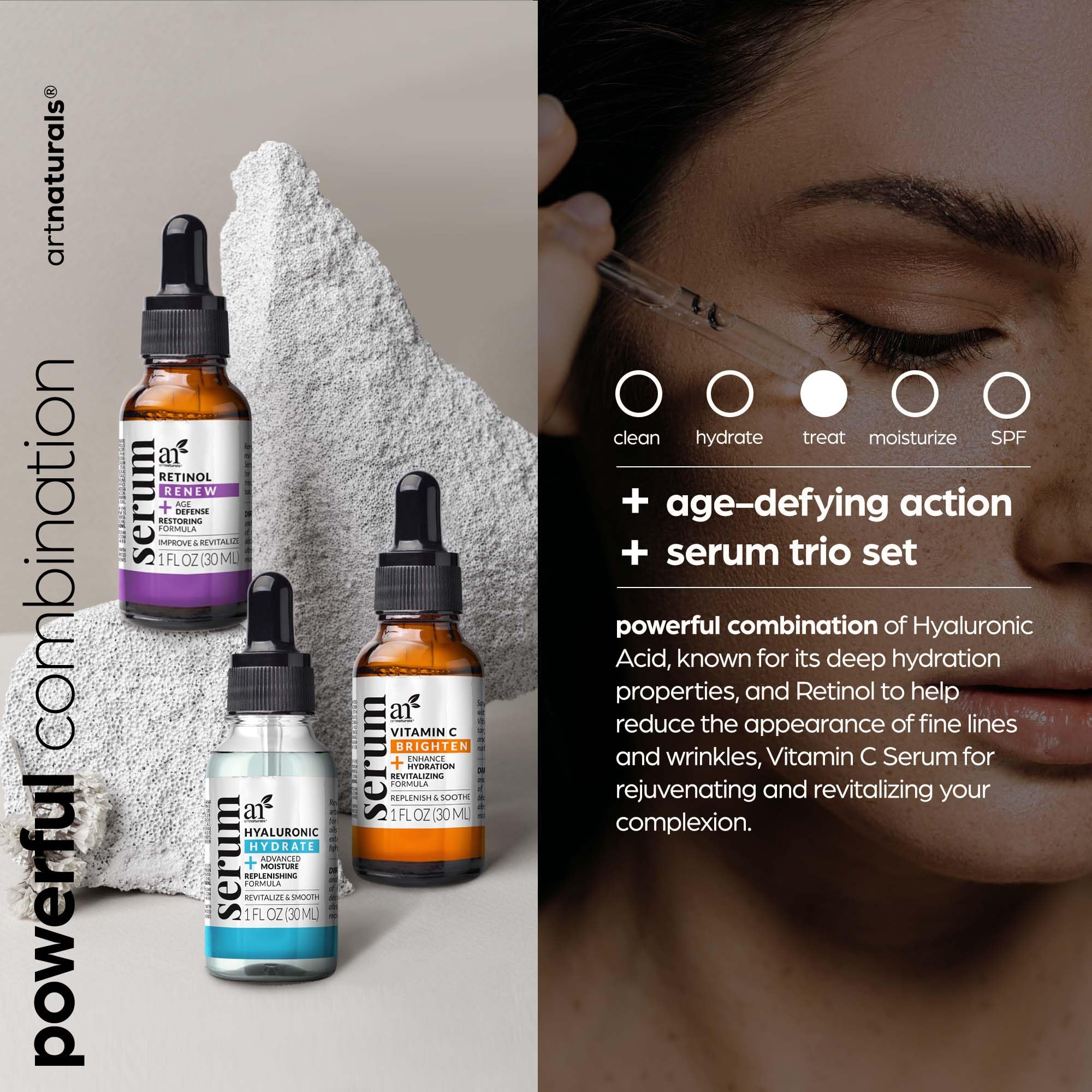 Foto 2 | Set Antienvejecimiento Artnaturals Vitamina C Retinol Ácido Hialurónico - Venta Internacional.
