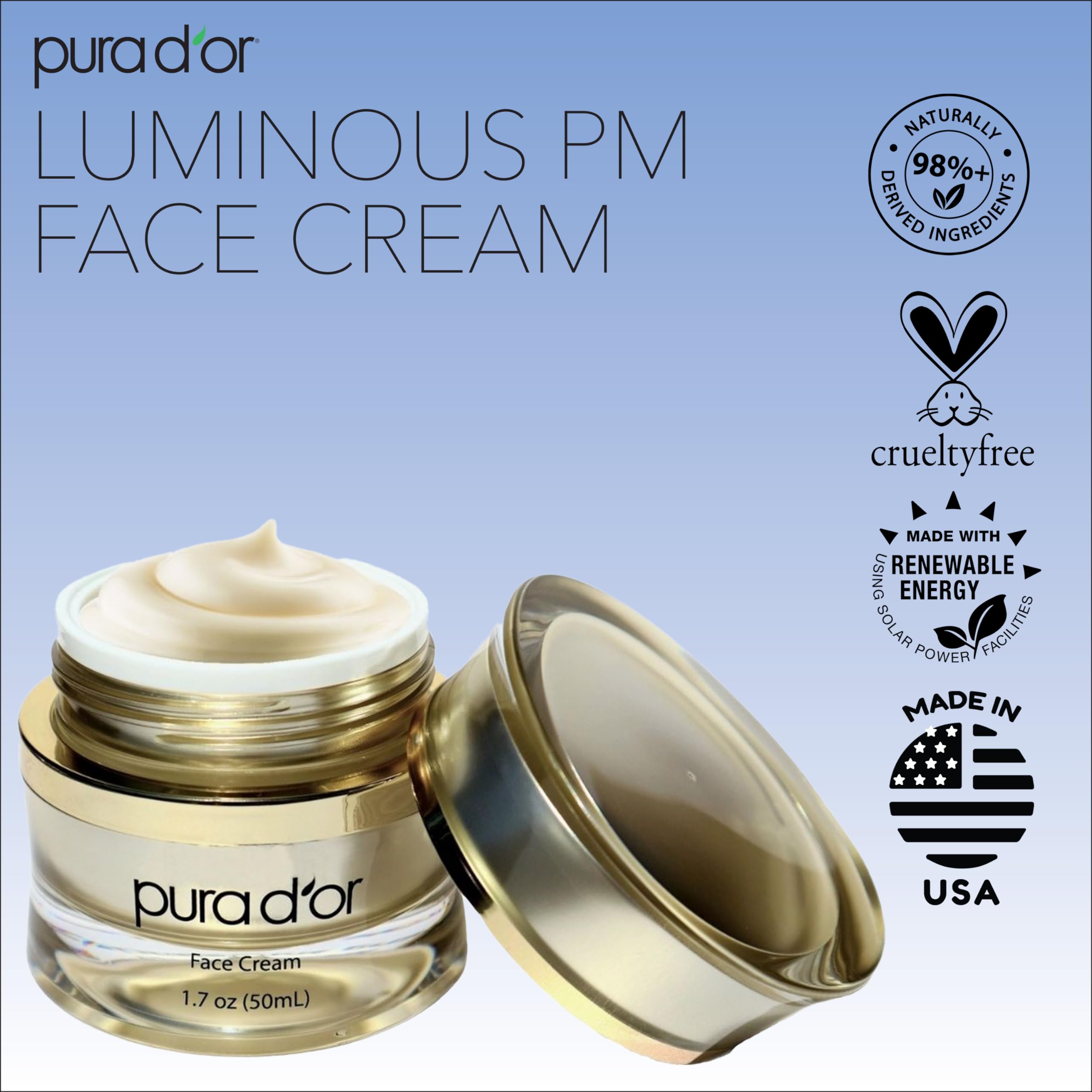 Foto 6 pulgar | Crema Facial Pura D'or Luminous Pm 50 Ml Con Azul De Metileno Y Colágeno - Venta Internacional.