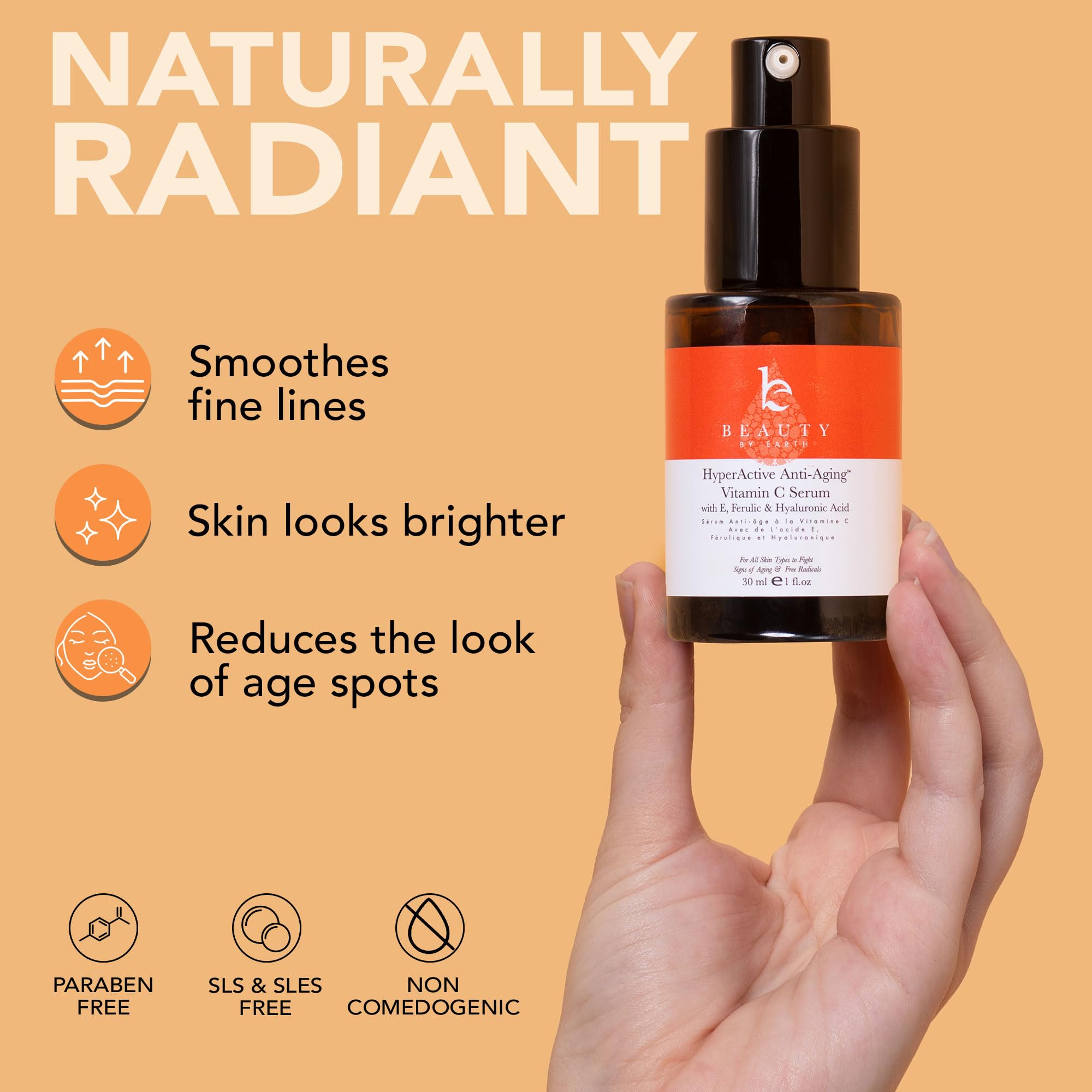 Foto 4 pulgar | Serum Beauty By Earth Vitamina C Con Ácido Hialurónico 60 Ml - Venta Internacional.