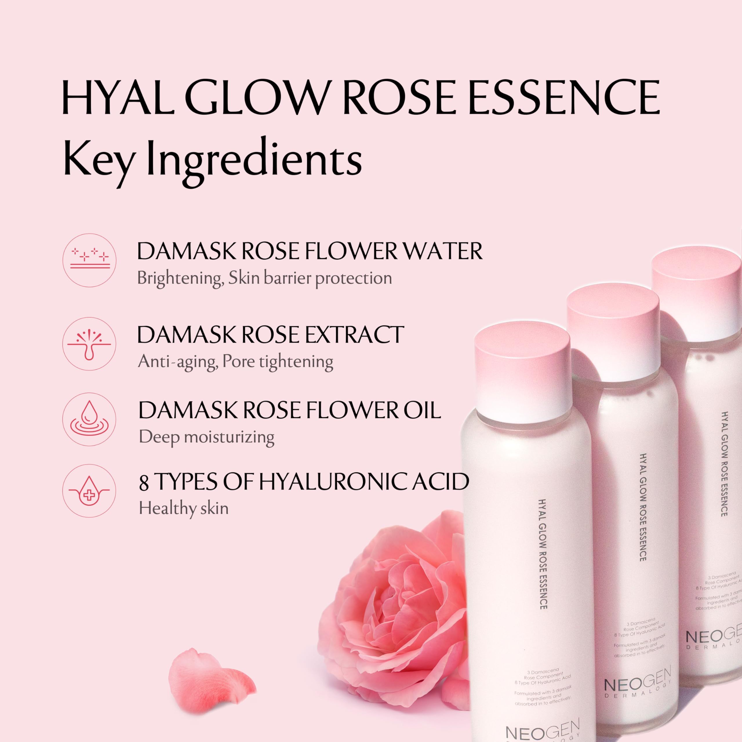 Foto 6 pulgar | Essence Dermalogy De Neogen Hyal Glow Rose 160 Ml Con Rosa De Damasco - Venta Internacional.