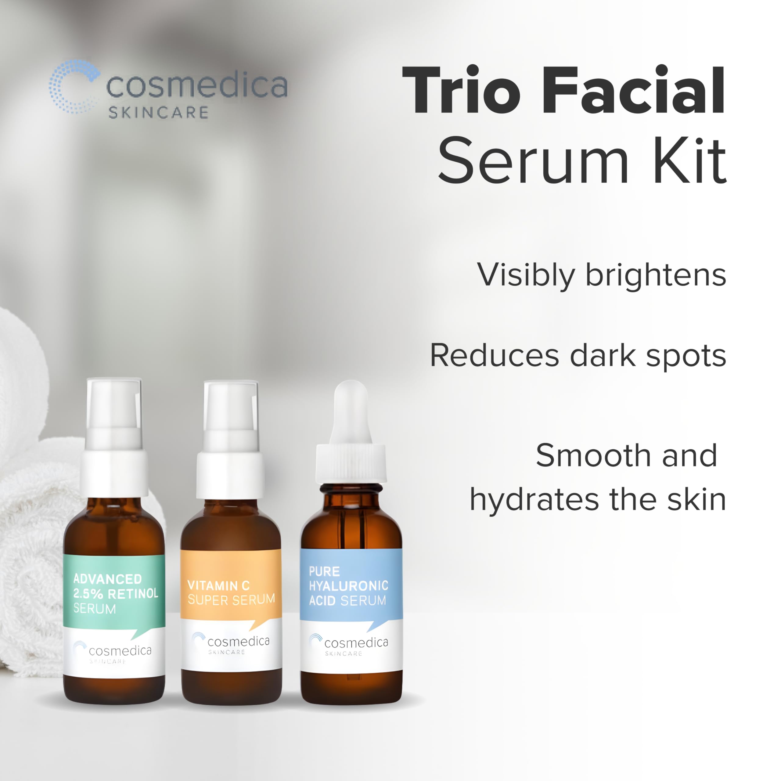 Foto 8 pulgar | Set Trío De Sérum Facial Skincare Cosmedica Con Vitamina C Y Retinol - Venta Internacional.