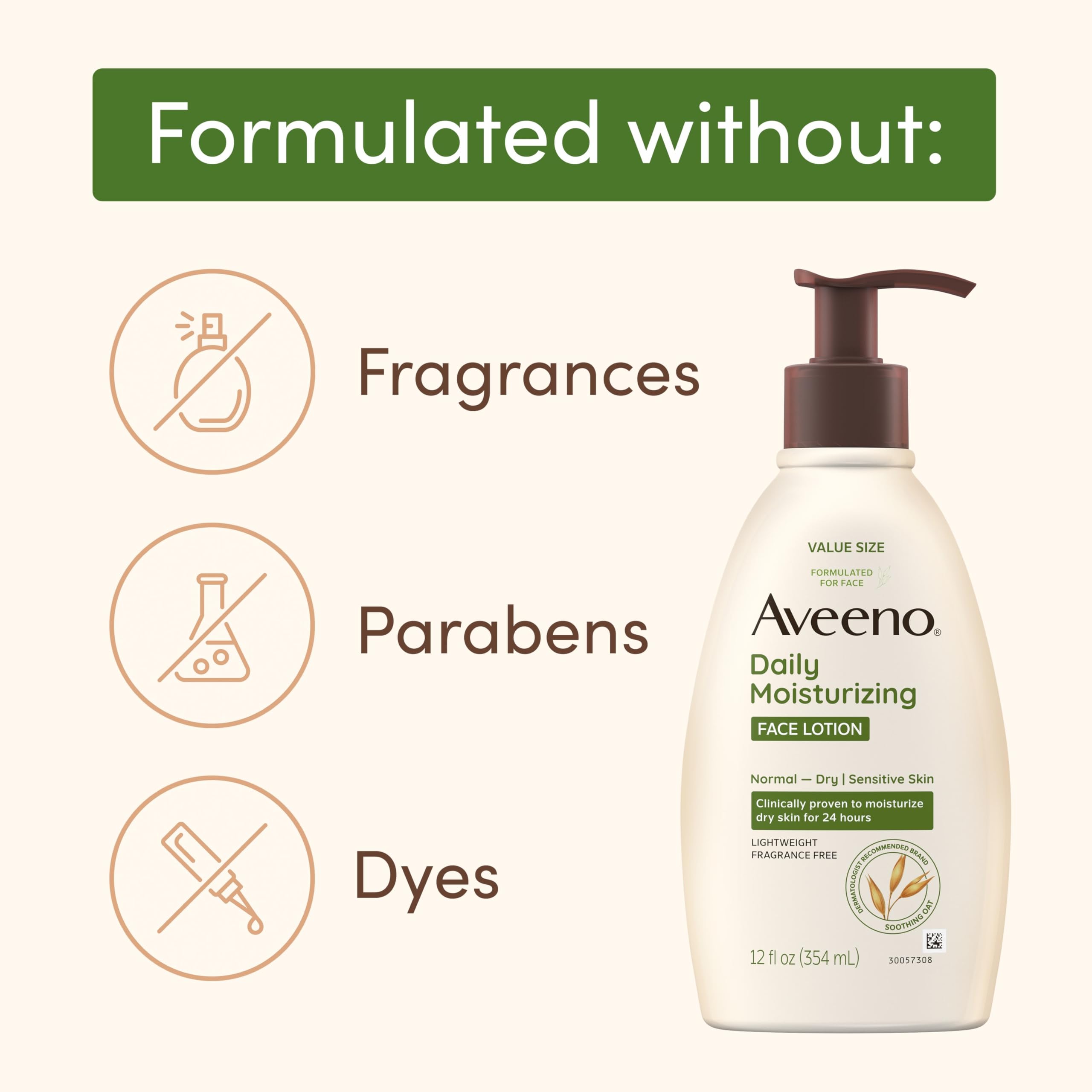 Foto 5 pulgar | Loción Facial Hidratante Aveeno Daily 355 Ml Para Pieles Sensibles - Venta Internacional.
